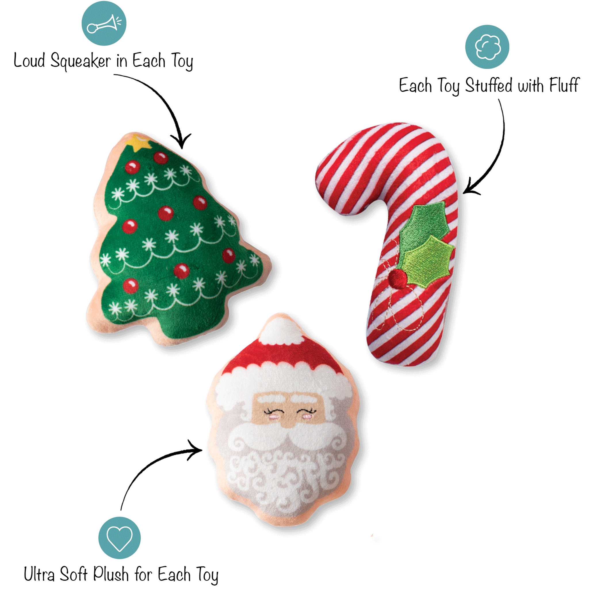 Fringe Dear Santa Multi Dog Toys - Fun Holiday Chew Toys for Small & Large Dogs - Perfect for Christmas Gifts & Playtime