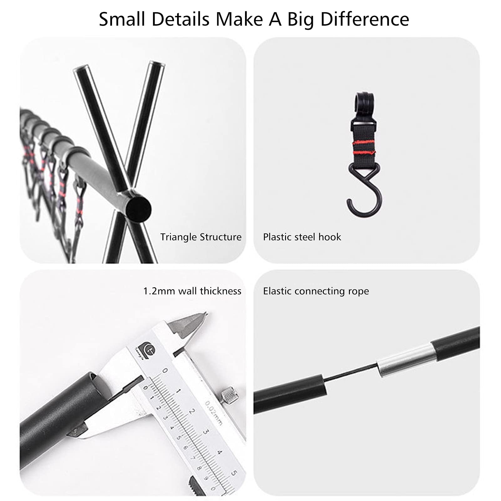 **Foldable Camping Cookware Hanging Rack - Portable Triangle Storage Shelf with Hooks for Outdoor Cooking Gear | Perfect for Backpacking, Hiking & Camping Trips (Medium Size)**