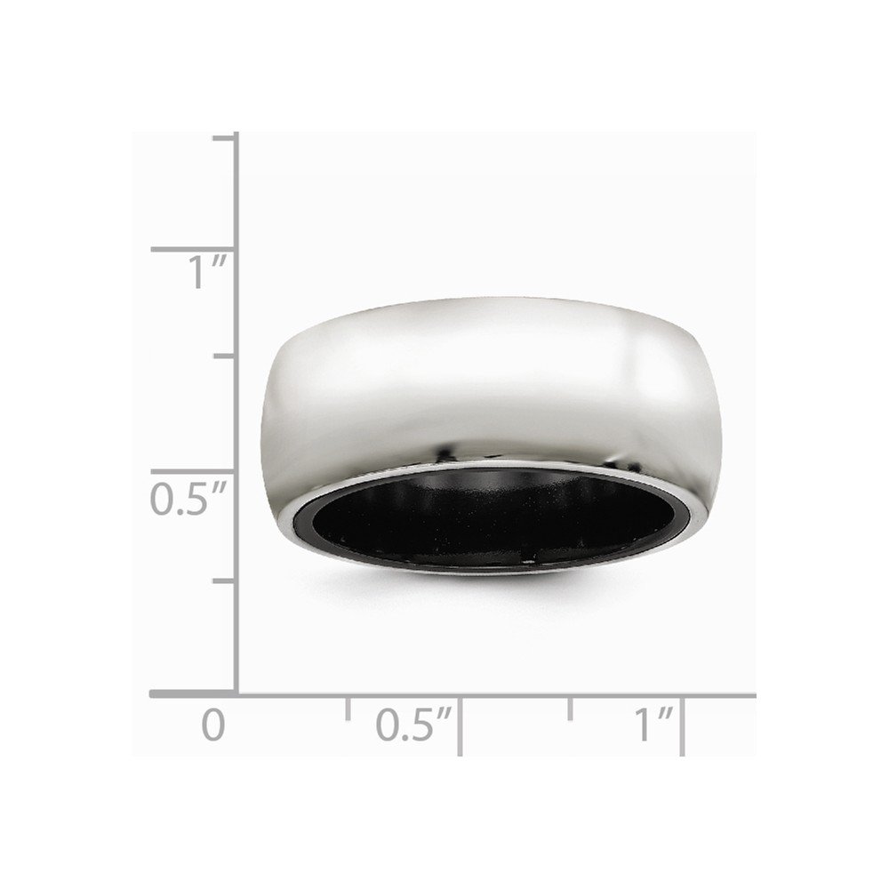 Black Titanium & 925 Sterling Silver Men's Domed Wedding Band Ring - Durable & Hypoallergenic Wedding Ring for Men, Perfect for Engagement, Anniversary and Everyday Wear