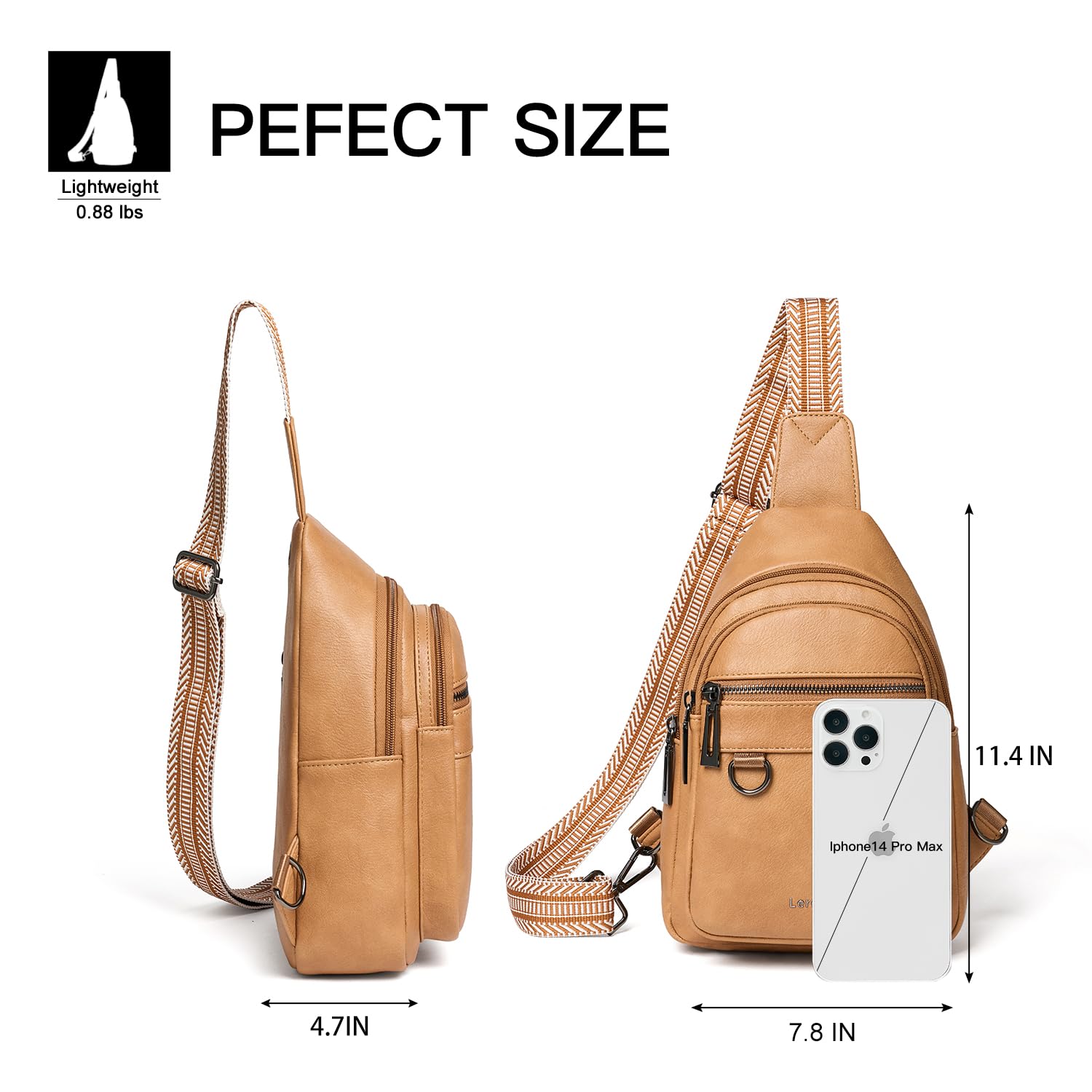 7L Vegan Leather Crossbody Sling Bag for Women & Men - Anti-Theft Fanny Pack, Shoulder Bag & Travel Backpack - Perfect for Gym, Hiking, Commuting & Daily Use