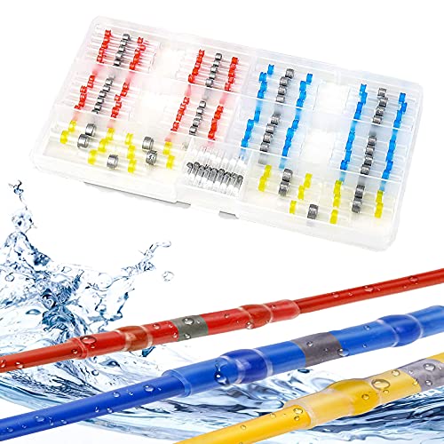 Waterproof Solder Wire Connectors - 100pcs Heat Shrink Butt Splice for Automotive, Marine & Truck Wiring | Weatherproof Electrical Joints for Boats, RVs & Outdoor Applications