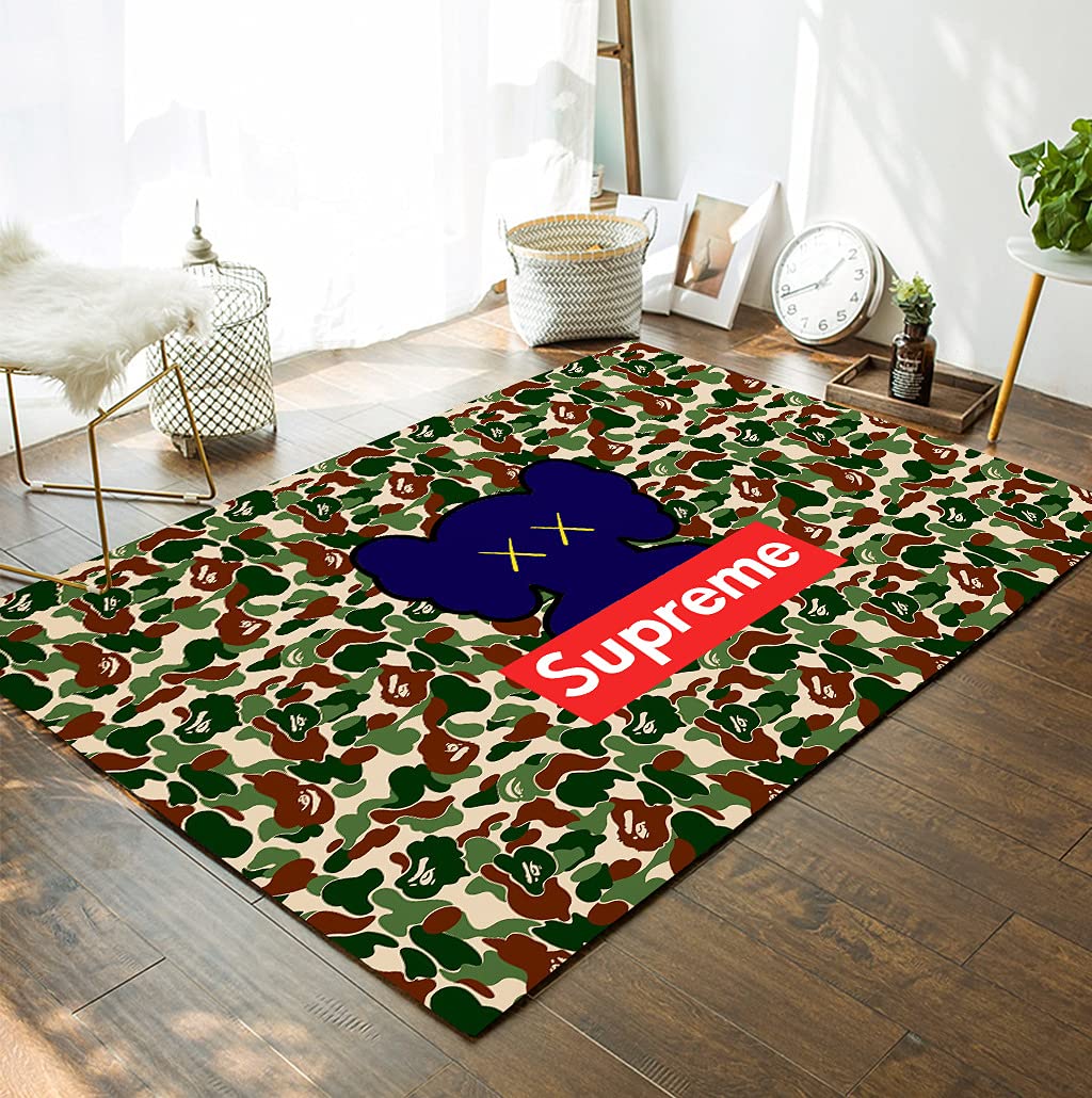 Soft Washable Cartoon Camouflage Blue Area Rug 5x7 ft - Kids Playroom, Bedroom, Bathmat, Doormat & Garage Carpet for Boys, Girls & Teens - Durable Home Decor Runner Rug for Indoor & Outdoor Use