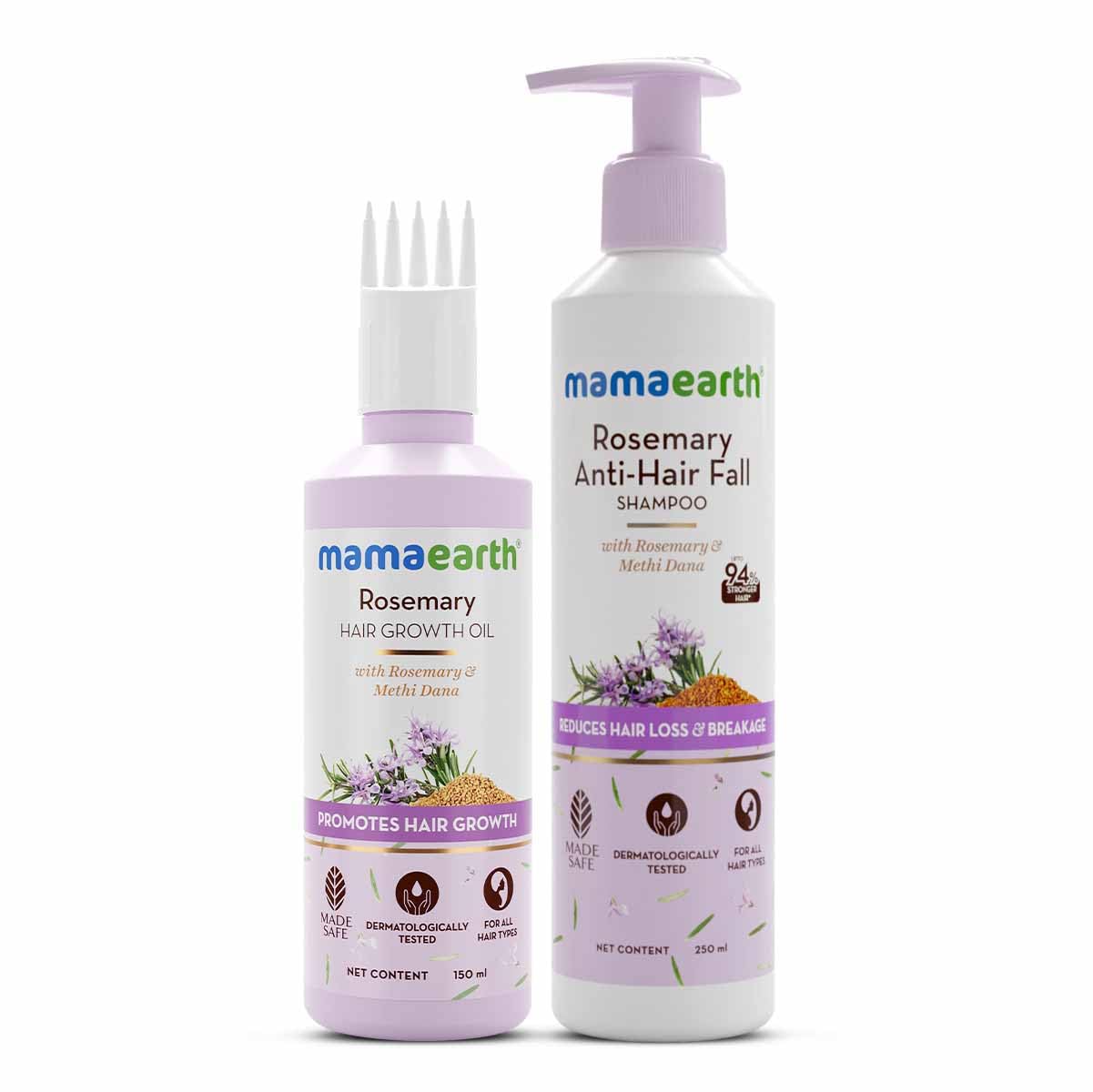 Mamaearth Rosemary Hair Growth Combo with Hair Growth Oil & Anti-Hairfall Shampoo (490g) - Natural Solution for Thicker, Stronger Hair | Perfect for Daily Hair Care Routine & Scalp Nourishment