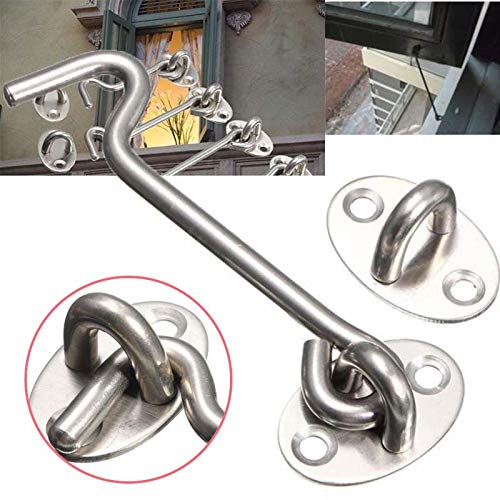 Heavy Duty Stainless Steel Cabin Hook - 14 Inch Solid Thickened Lock Hook and Eye Latch for Doors, Windows, Bathrooms | Secure Sliding Doors, Screen Doors & Cabinets