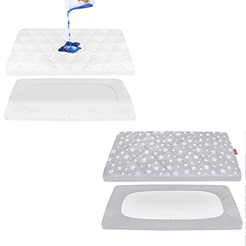 Quilted Pack and Play Sheet - Breathable Thick Playpen Mattress Cover 39