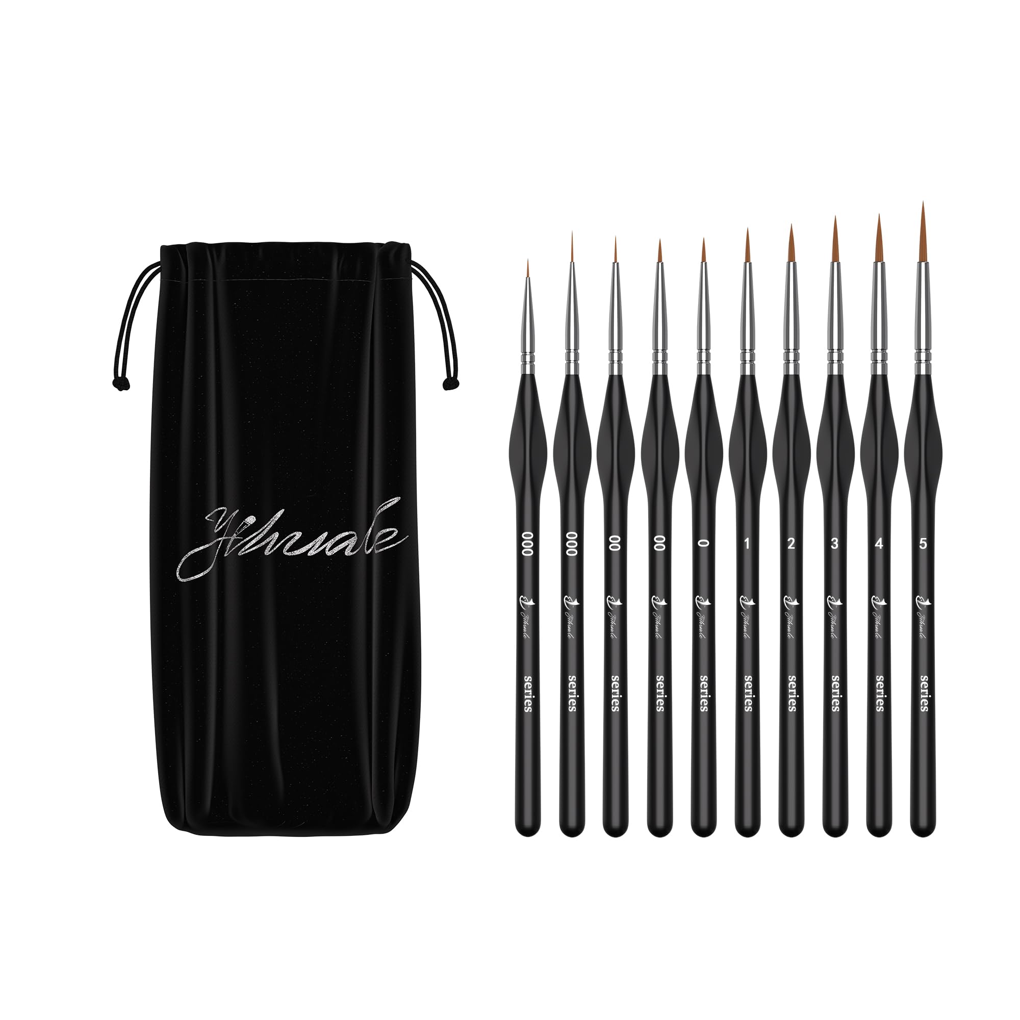 10-Piece Detail Paint Brush Set - Miniature Fine Detailing Brushes for Acrylic, Watercolor & Oil Painting - Professional Art Brushes for Models, Line Drawing & Miniature Art - Perfect for Artists, Hobbyists & DIY Craft Projects