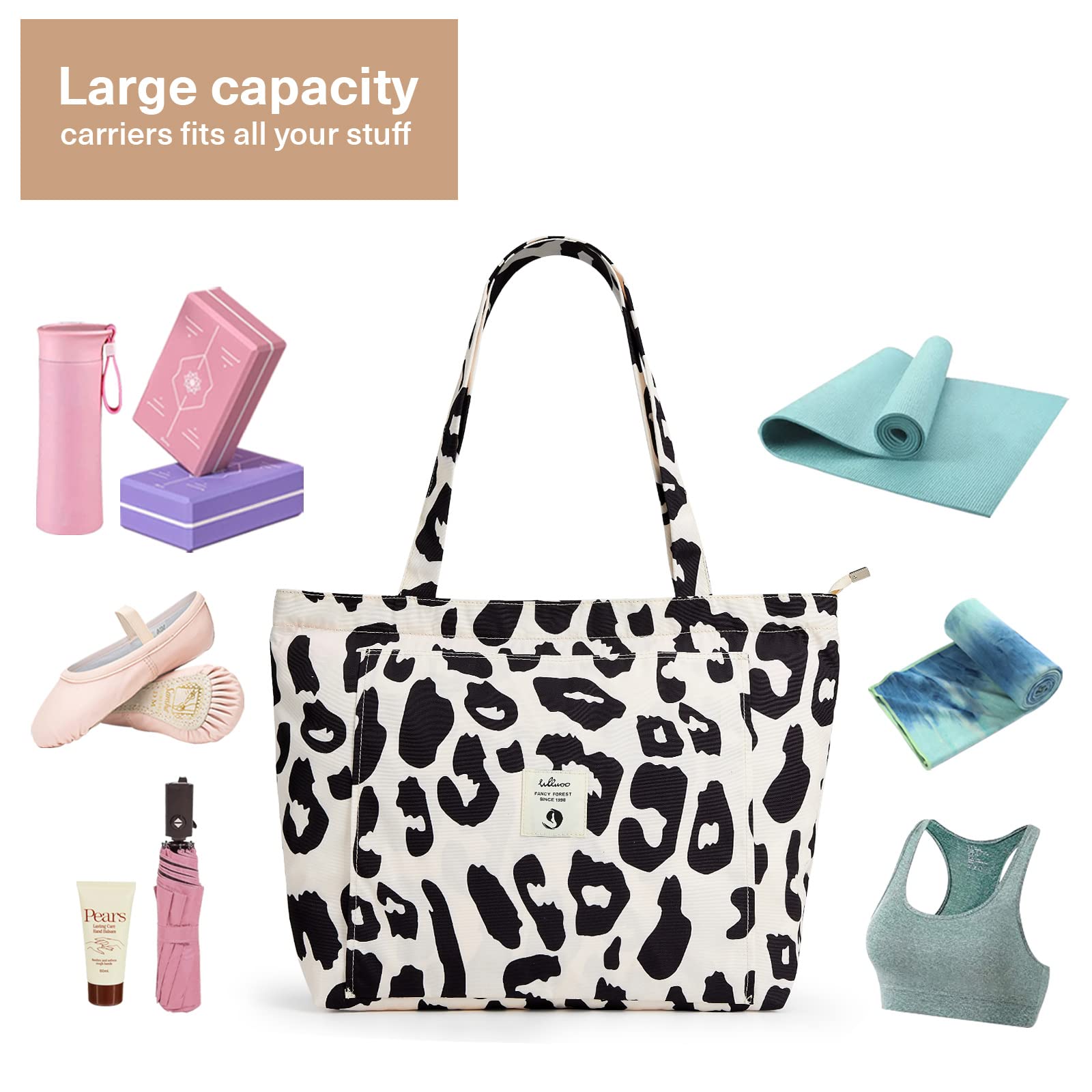 WLLWOO Women's Yoga Mat Bag with Shoulder Strap - Durable Canvas Tote for Pilates, Gym, Travel & Workout - Perfect for Yoga Class, Office, Beach & Daily Use