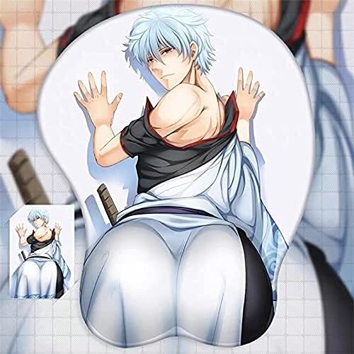 GEXBFBZ Anime Gintama Sakata Gintoki Gaming Mouse Pad - 3D Soft Gel Wrist Support Mousepad for PC, Laptop, Office & Gaming - Perfect Christmas Gift for Anime Fans & Cosplay Enthusiasts