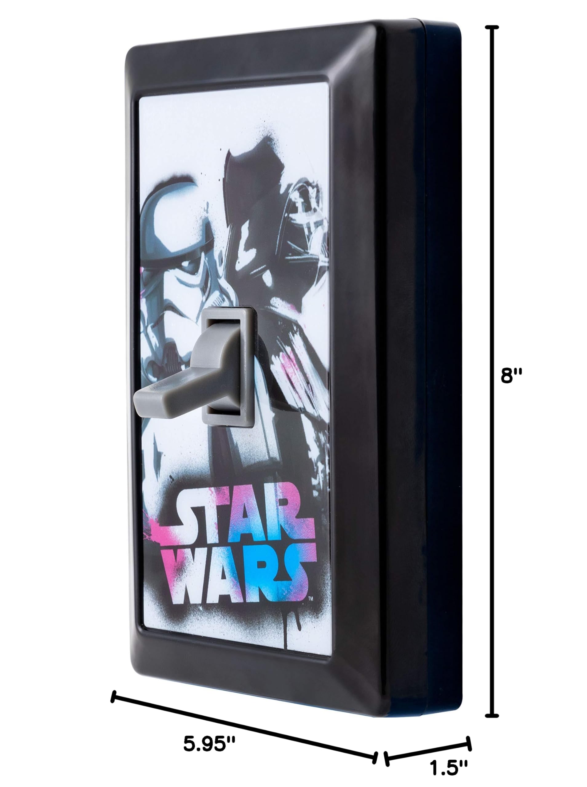 Star Wars LED Night Light for Switch - Battery Operated Wireless Light with Magnet Mount & Manual ON/OFF - Disney Stormtrooper & Darth Vader Stick-On Light - Perfect for Bedroom, Bathroom, Kids Room, Game Room & Home Decor (Model 43736)