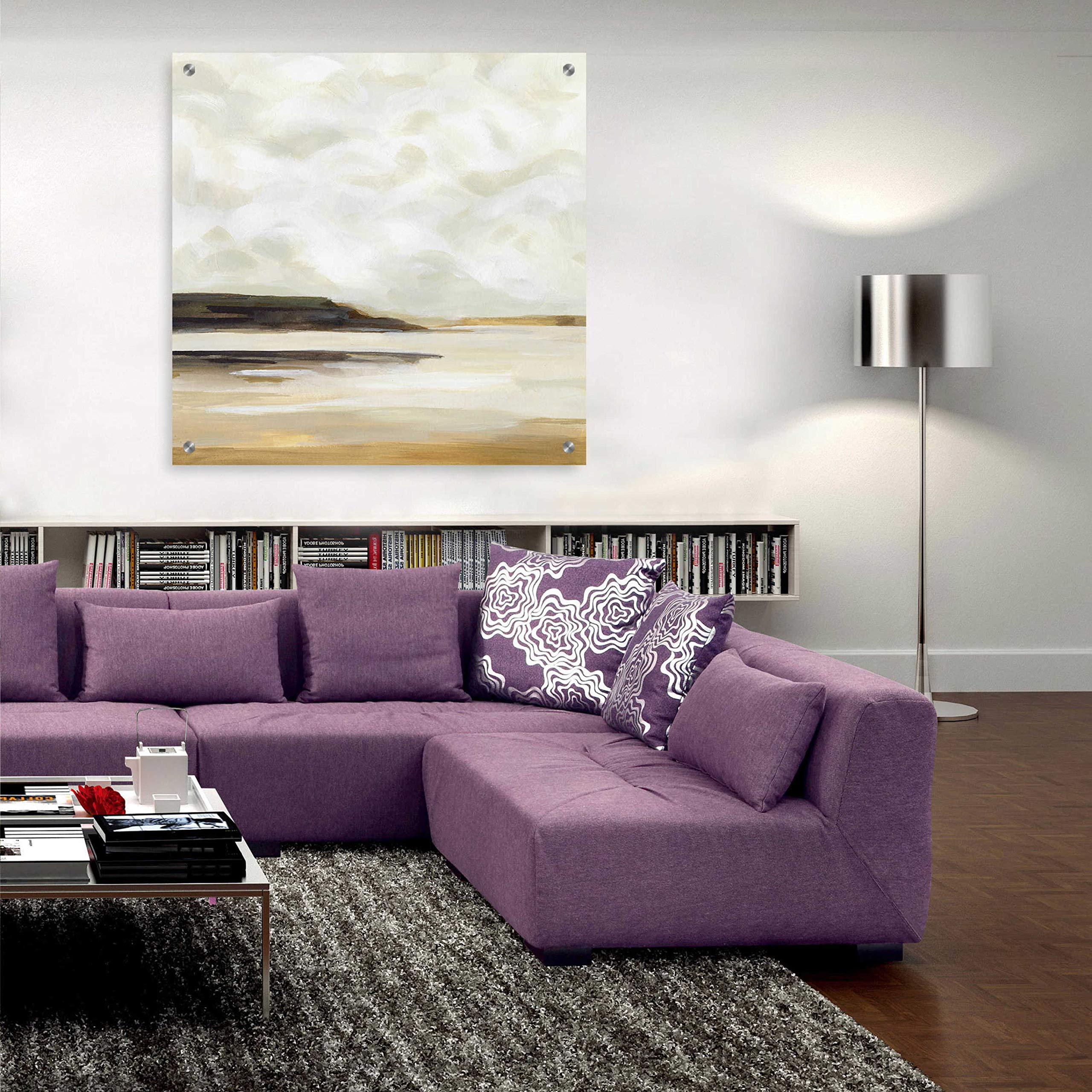 Victoria Borges 'Cloudy Coast I' Acrylic Wall Art Painting - 36x36 Inches Modern Coastal Decor for Living Room, Bedroom & Office