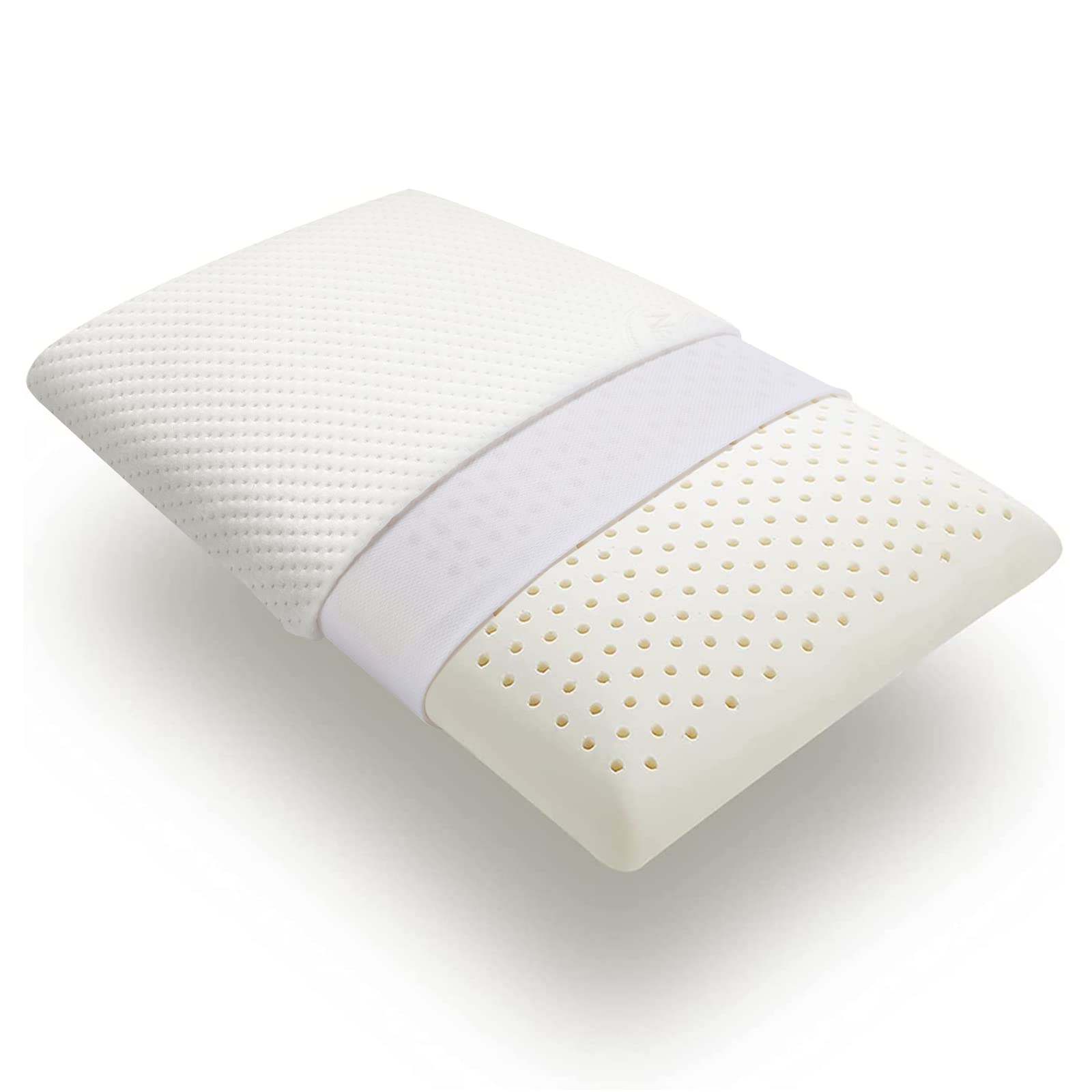 Organic Natural Latex Pillow for Neck & Cervical Support - Medium Firmness Breathable Bed Pillow with Cotton Cover for Side & Back Sleepers | Perfect for Home, Office & Travel Use