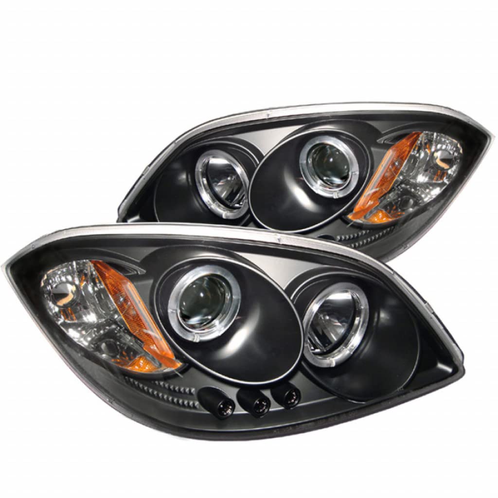 2005-2010 Chevy Cobalt Spyder Projector Headlights with LED Halo - Black (Pair) | Improved Night Visibility & Stylish Upgrade for Daily Driving & Car Shows | Part #5009326