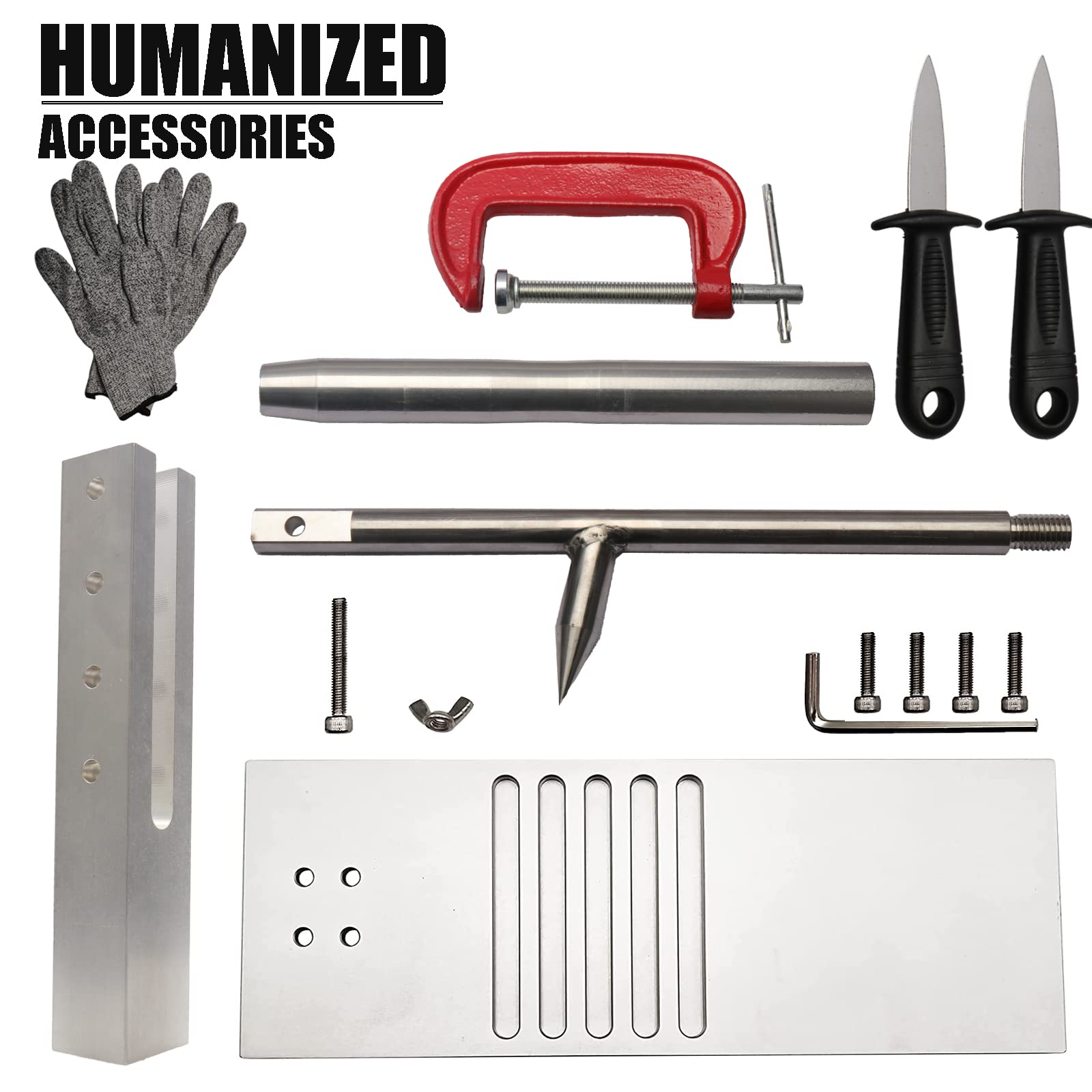 Premium Oyster Shucker Tool Set - Adjustable 304 Stainless Steel Oyster & Clam Opener with Knives, Gloves & G-Clip for Grilling | Perfect for Seafood Lovers, Beach Parties & Outdoor BBQs