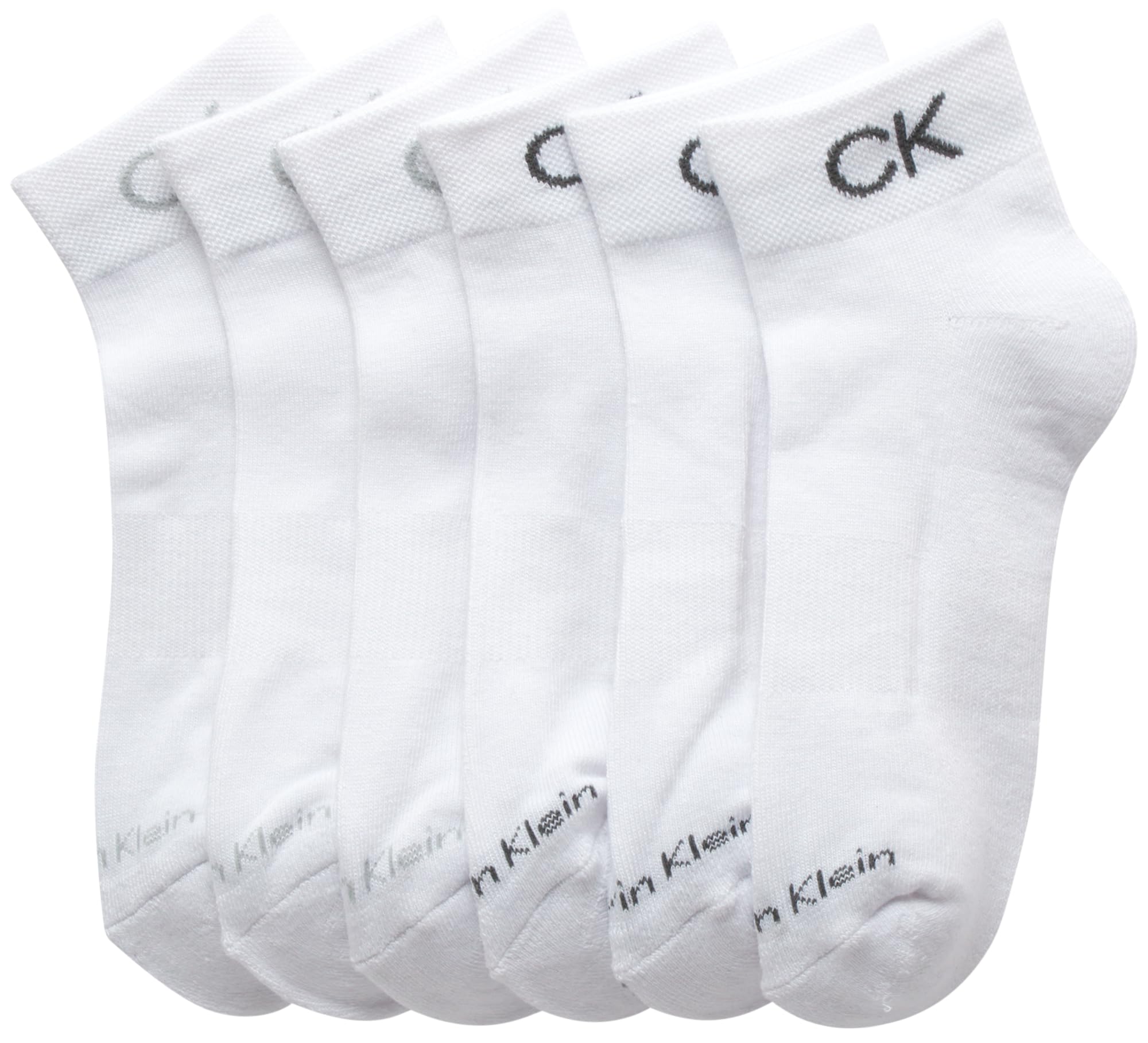 Calvin Klein Girls' Quarter Athletic Socks 6-Pack - Breathable Stretch Performance Socks with Cushioned Comfort & Arch Support for Running, Sports & Everyday Wear