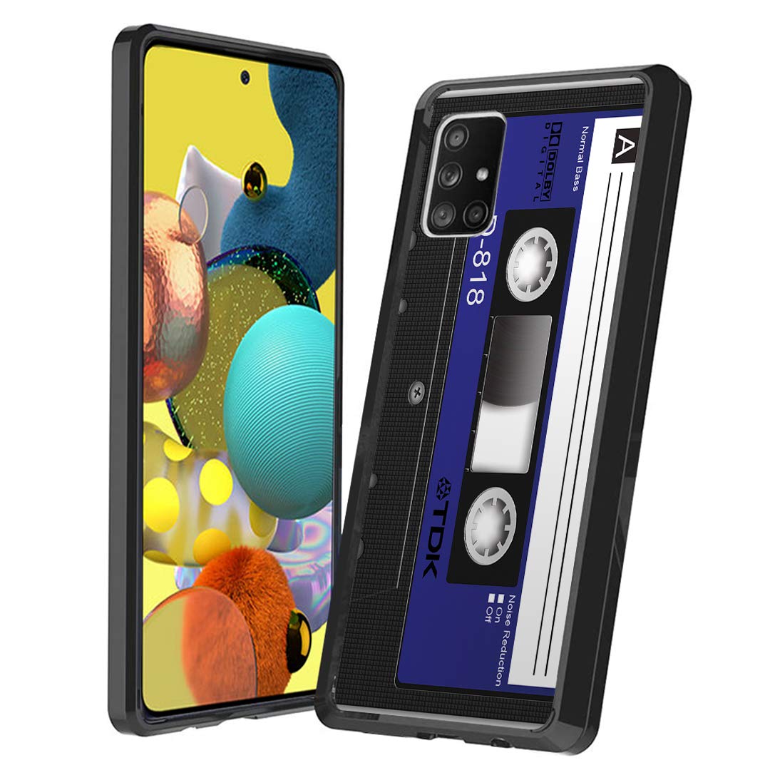 Samsung Galaxy A51 5G Phone Case - Slim Shockproof Protective Hard Cover with Cute Girly Design (Blue Cassette Tape) - Compatible with AT&T & All Carriers - Perfect for Everyday Use, Work & Travel Protection