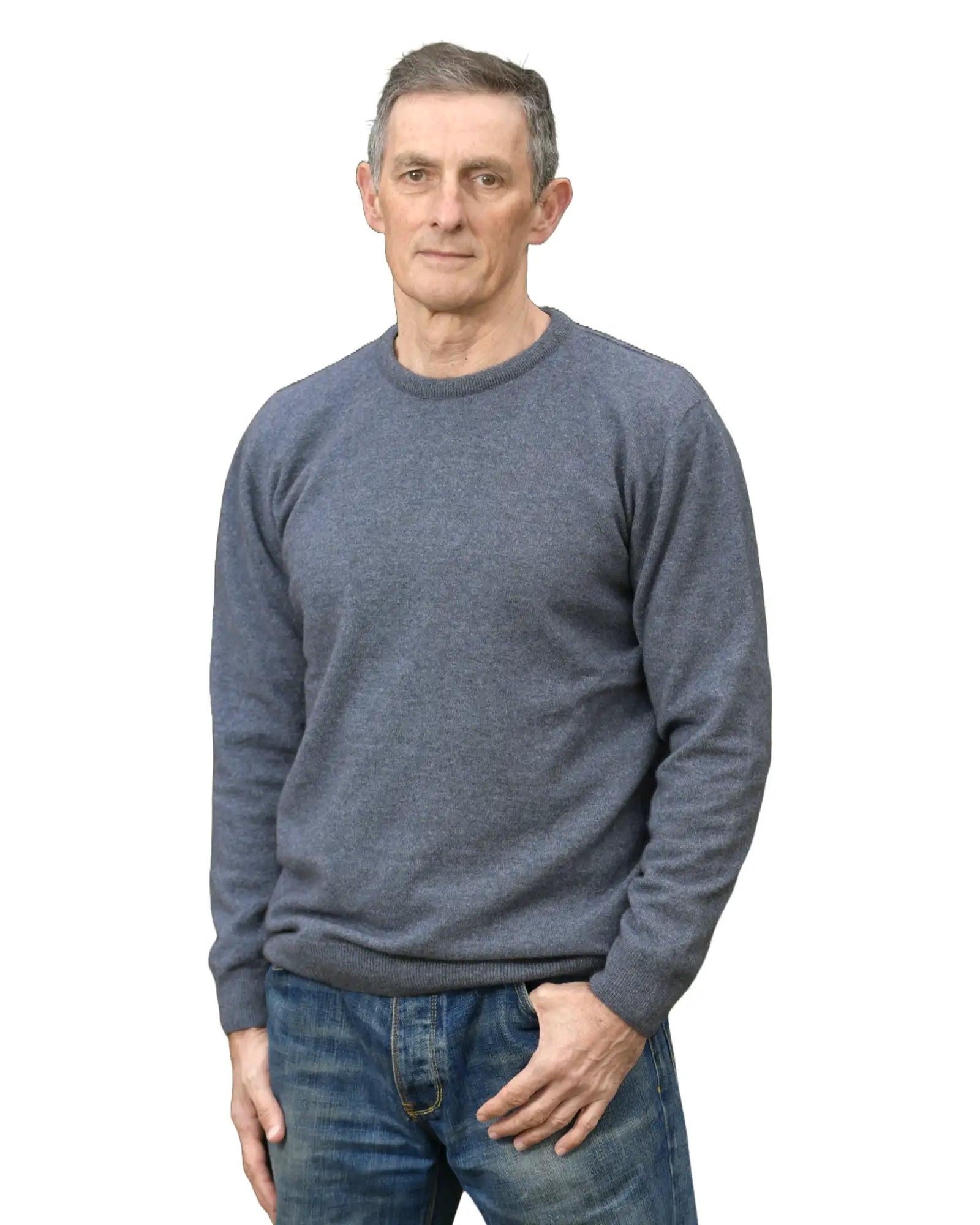 Sky Blue Men's Possum Merino Wool Crew Neck Sweater - Soft & Warm Winter Pullover for Outdoor Activities & Casual Wear - NB120