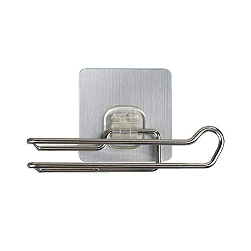 Stainless Steel Toilet Paper Holder & Kitchen Roll Stand - Reusable, Washable Stick Hooks Rack for Bathroom Storage (Silver) | Perfect for Bathroom, Kitchen & RV Organization