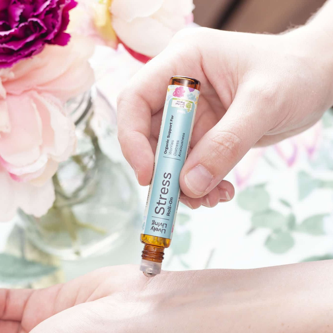 Organic Stress Relief Roll-On - Natural Essential Oil Blend for Anxiety & Relaxation - Perfect for Home, Office & Travel Use