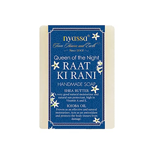 Nyassa Raat ki Raani Handmade Soap 75g with Shea Butter & Jojoba Oil - Paraben Free, Cruelty Free, 100% Vegetarian - Luxurious Moisturizing Soap for Dry Skin & Nighttime Skincare Routine