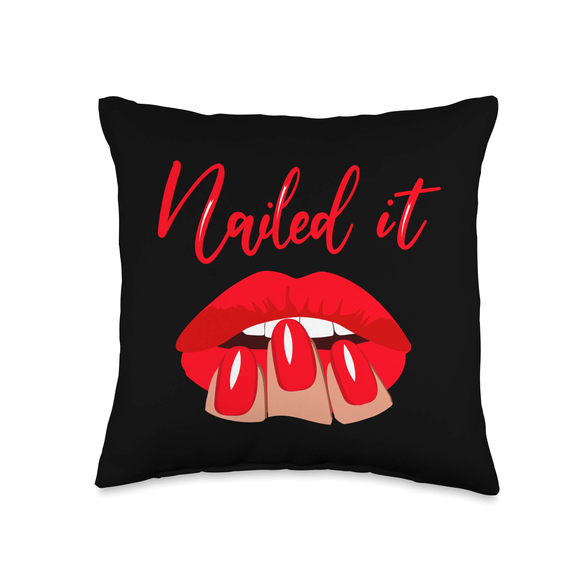 Manicure Tech Nail Polish Makeup Throw Pillow - 16x16 Inch Decorative Cushion Cover, Multicolor for Salon Decor, Beauty Room, Living Room & Bedroom