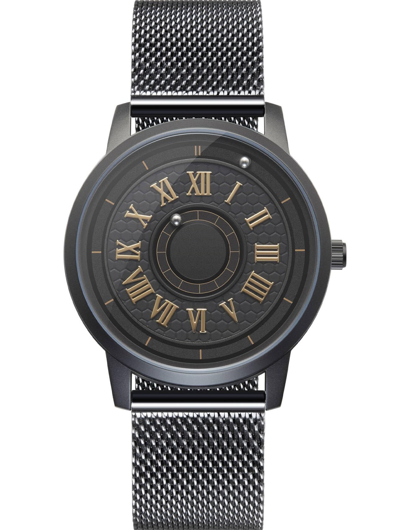EUTOUR Men's Magnetic Minimalist Quartz Watch - 40mm Stainless Steel Mesh Bracelet Unisex Wristwatch for Business, Casual & Outdoor Activities