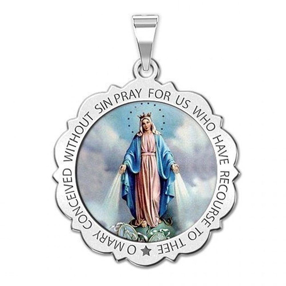 Miraculous Medal Necklace - Catholic Virgin Mary Pendant in 10K/14K Gold & Sterling Silver - Religious Jewelry for Women & Men - Perfect for First Communion Gifts, Baptism, Confirmation & Daily Faith Wear