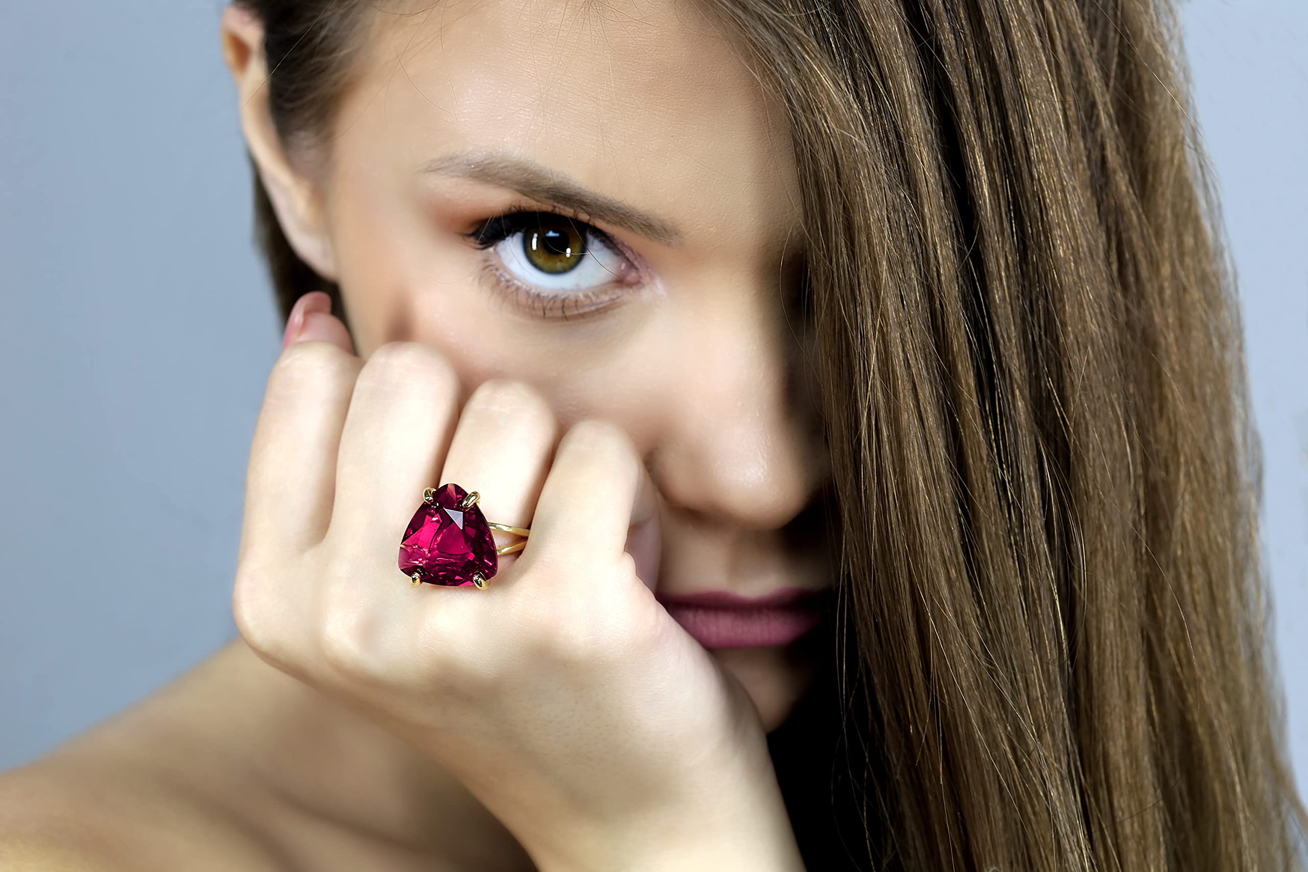 Handcrafted Pink Tourmaline Trillion Cut Ring - October Birthstone Jewelry, Vintage Double Band Gemstone Ring for Women | Perfect for Birthdays, Anniversaries & Special Occasions