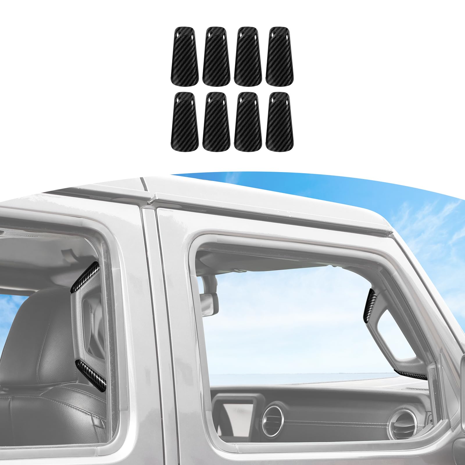 Carbon Fiber A/B Pillar Grab Handle Covers for Jeep Wrangler JL/JLU & Gladiator JT (2018-2023) - Interior Accessories for Enhanced Grip & Off-Road Protection