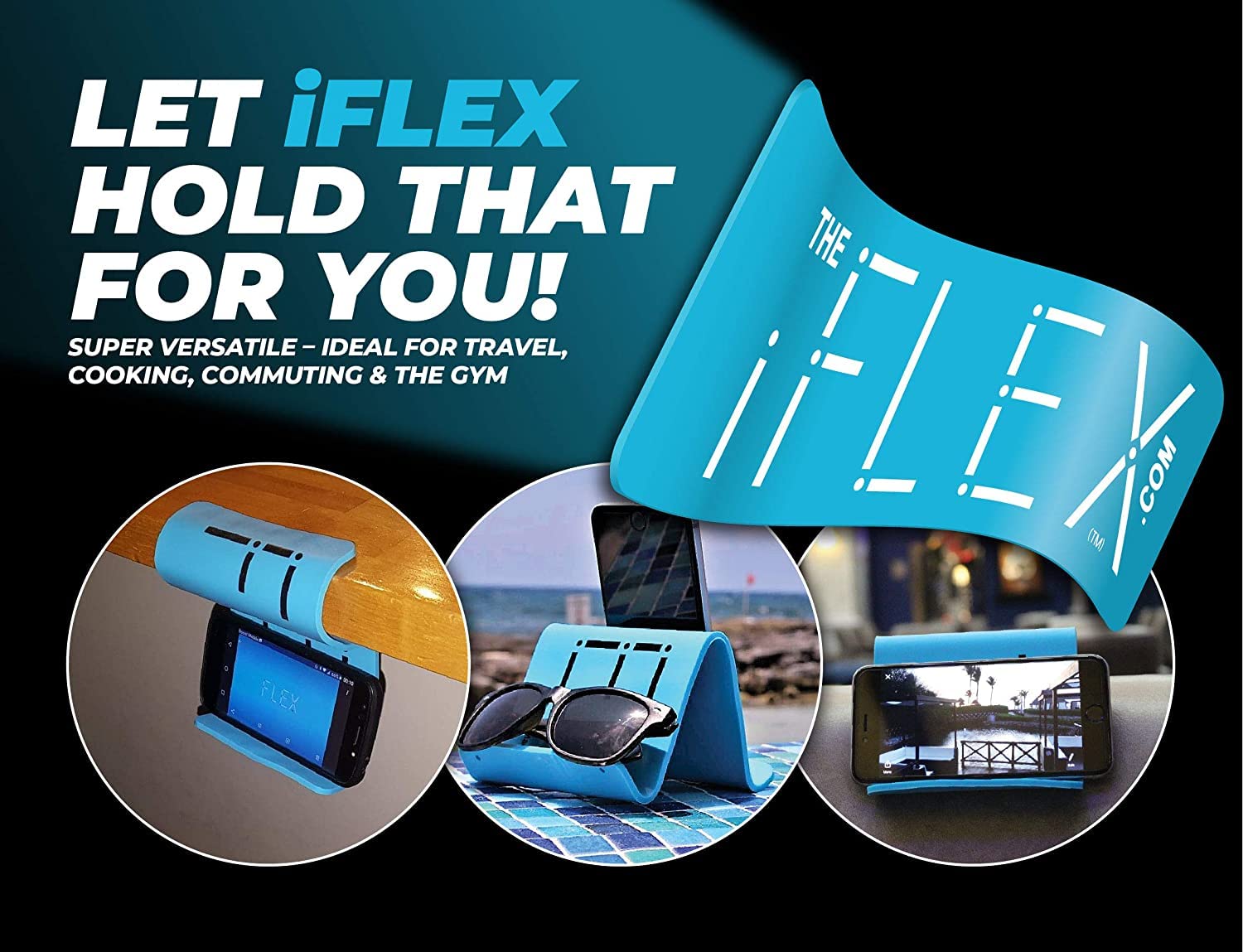 iFLEX Adjustable Cell Phone Stand & Tablet Holder - Flexible Phone Stand for iPhone, iPad, Samsung - Perfect for Video Calls, Watching Movies, Reading Recipes & Hands-Free Use at Home, Office or Kitchen