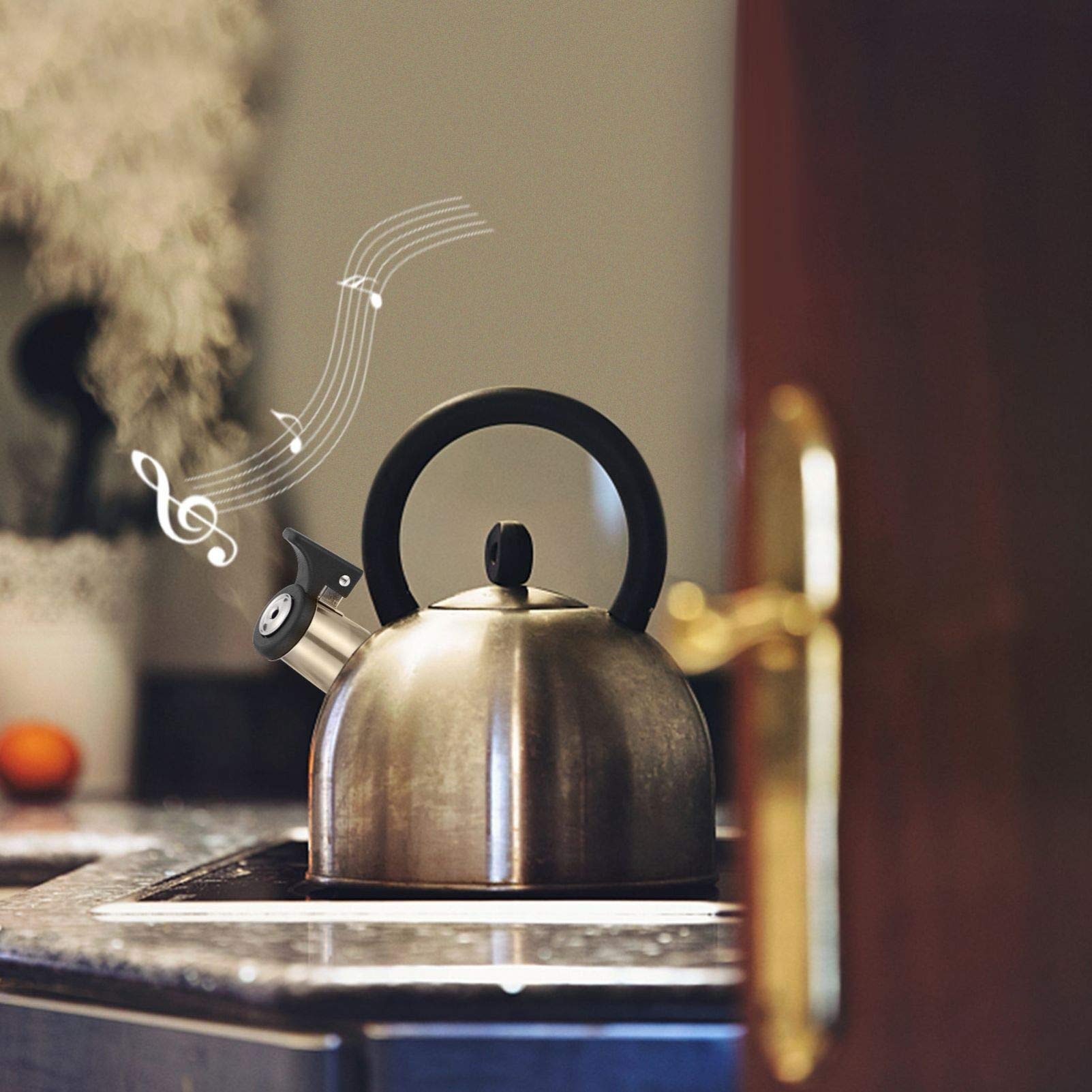 DOITOOL 2-Pack Stainless Steel Whistling Tea Kettle Spout Nozzle - Replacement Whistle for Stovetop Kettles - Perfect for Tea Lovers & Home Brewing (Ideal for Gas/Electric Stoves & Camping)