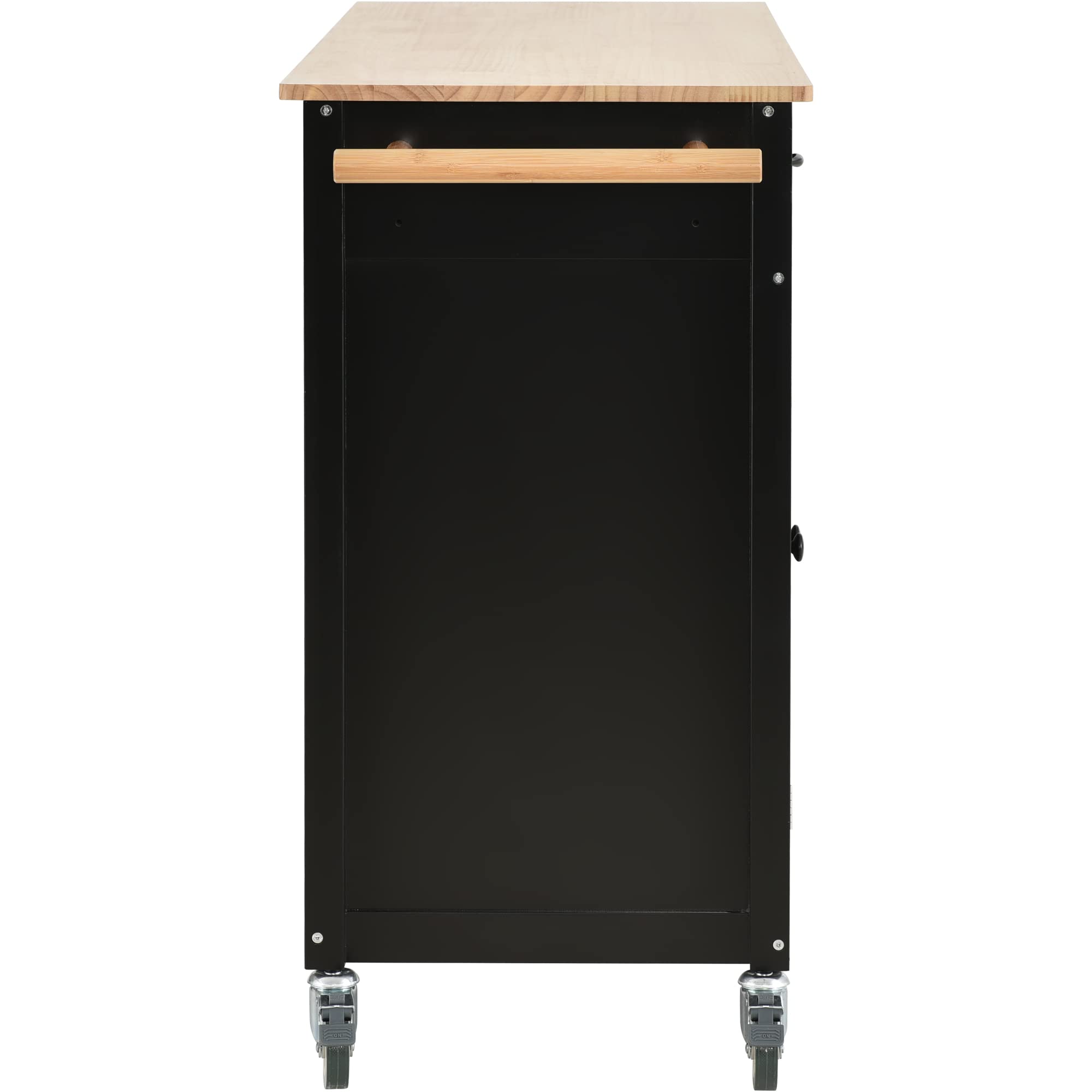 Premium Rolling Kitchen Island Cart with Storage Cabinet & Drawers - Solid Wood Countertop, Lockable Casters, Adjustable Shelves & Towel Rack - Mobile Kitchen Trolley for Small Spaces, Apartments & Home Cooking
