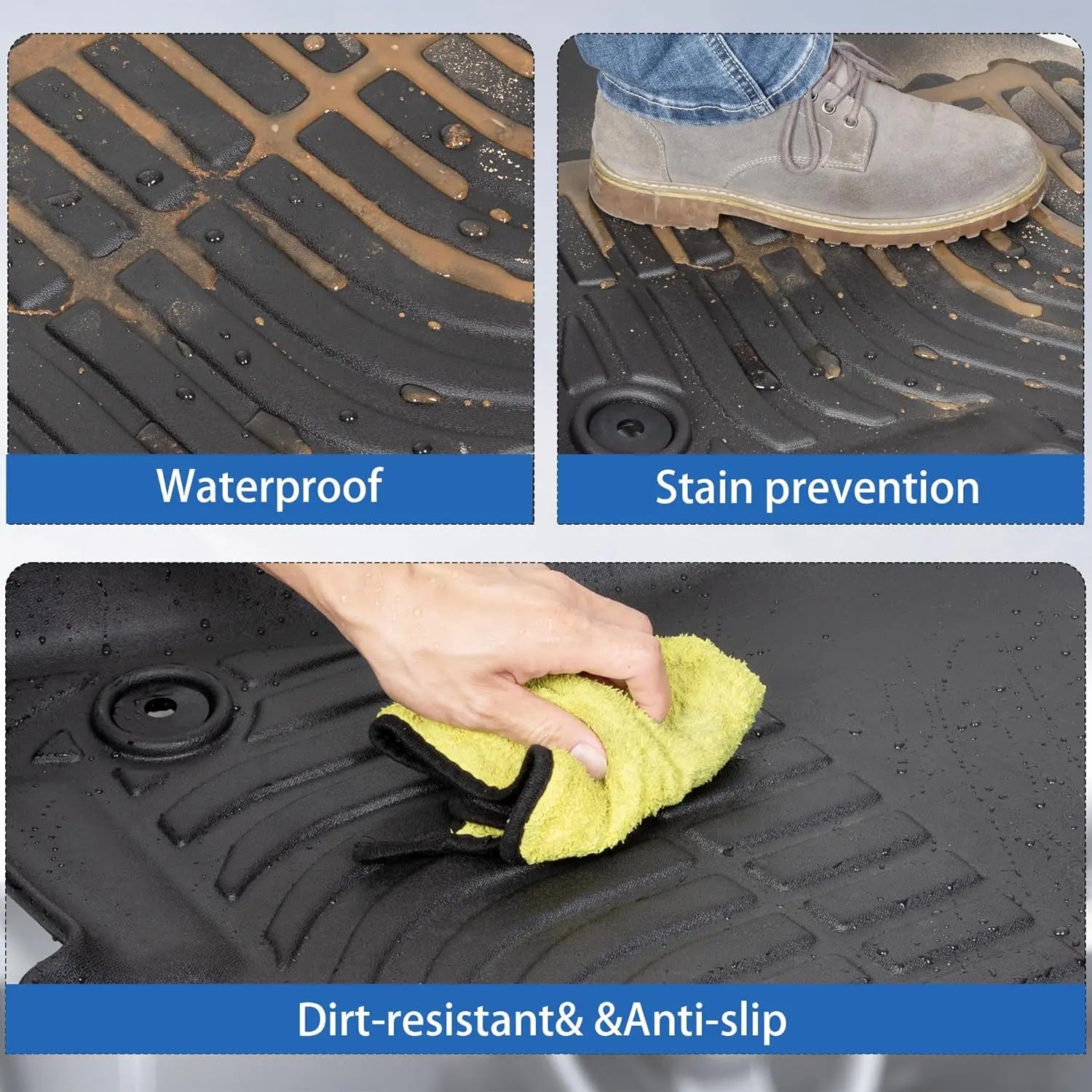 WEIZE Custom Fit TPE Floor Mats for 2019-2024 Chevrolet Silverado 1500 & GMC Sierra 1500 | 2020-2024 Silverado/GMC Sierra 2500HD/3500HD Crew Cab | Rear Row with Carpeted Underseat Storage | All-Weather Protection & Easy Cleaning | Perfect for Off-Roading, Daily Commute & Family Road Trips