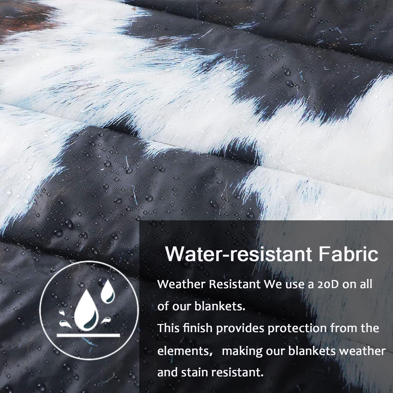 Premium Waterproof Camping Blanket - Ultra Warm & Cozy Travel Blanket for Outdoor Adventures, Picnics, Hiking & Mountain Trips (Cow Print, 78