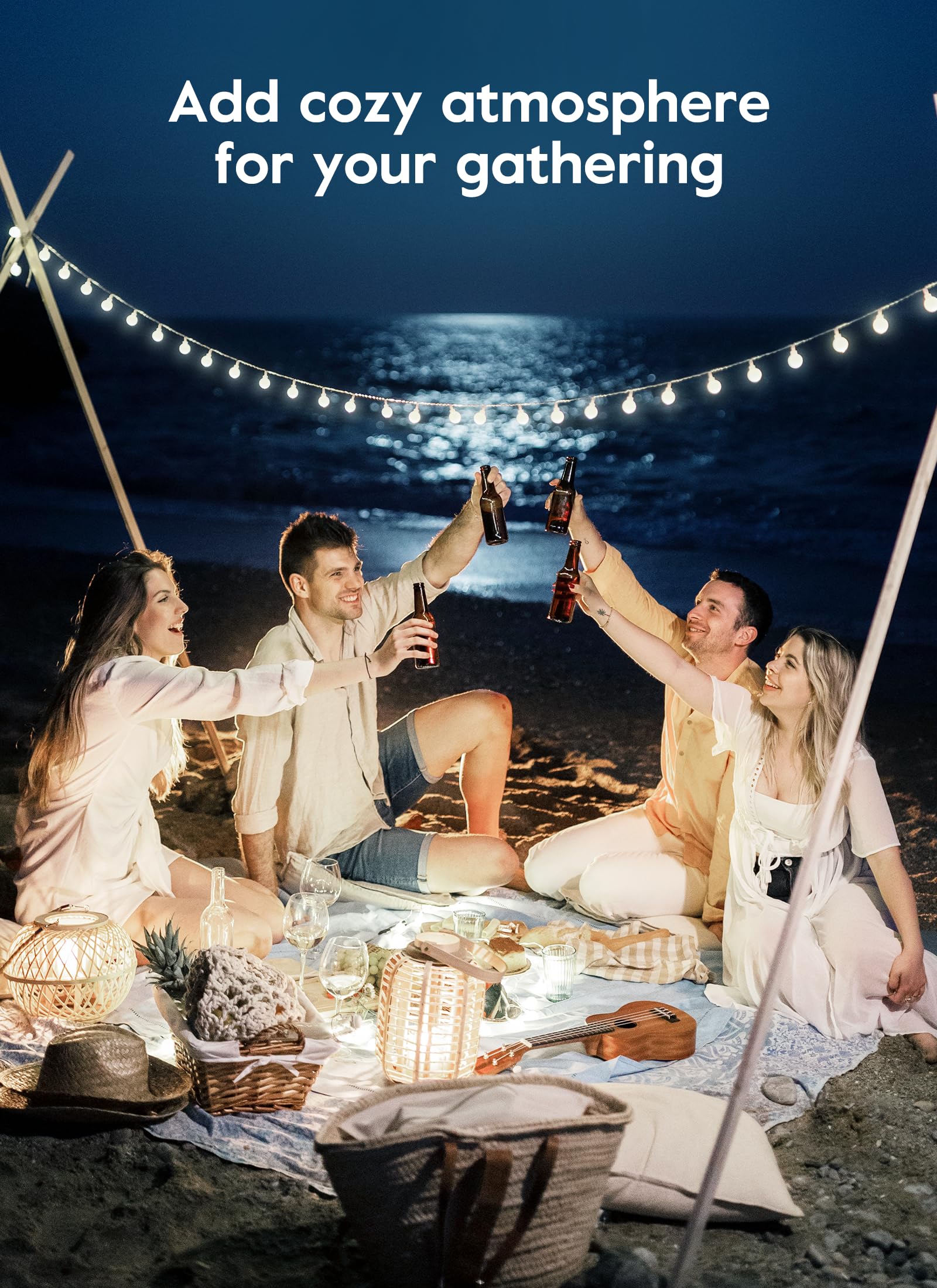 Brightown 60 LED Solar String Lights Outdoor Waterproof - 19.6Ft Solar Powered Globe Lights for Yard, Balcony, Patio, Garden & Party Decor | 8 Lighting Modes | Weatherproof & Energy Efficient (Pure White) - Perfect for Outdoor Weddings, Christmas Decorations & Backyard Lighting