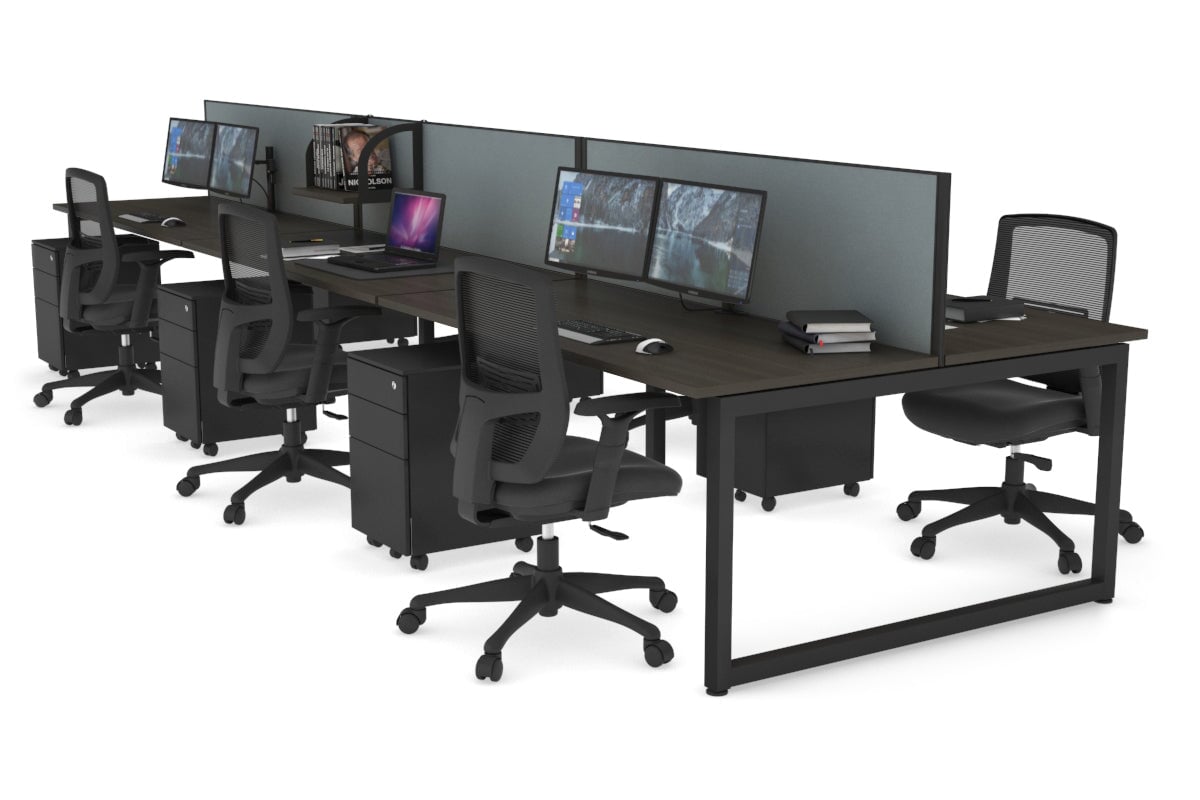 Quadro Loop Legs 6-Person Office Workstation Desk - 1400L x 700W Dimensions - Perfect for Collaborative Workspaces & Team Projects