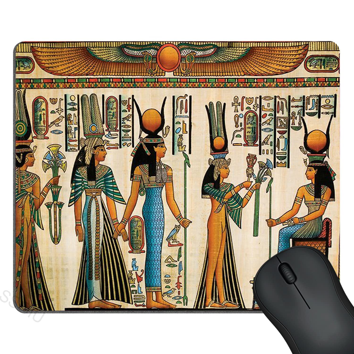 Premium Egyptian-Themed Mouse Pad - Non-Slip Rubber Base with Queen Nefertari Offering to Isis Design | Perfect for Gaming, Office & Home Computer Use | Great Gift for History Lovers & PC Enthusiasts