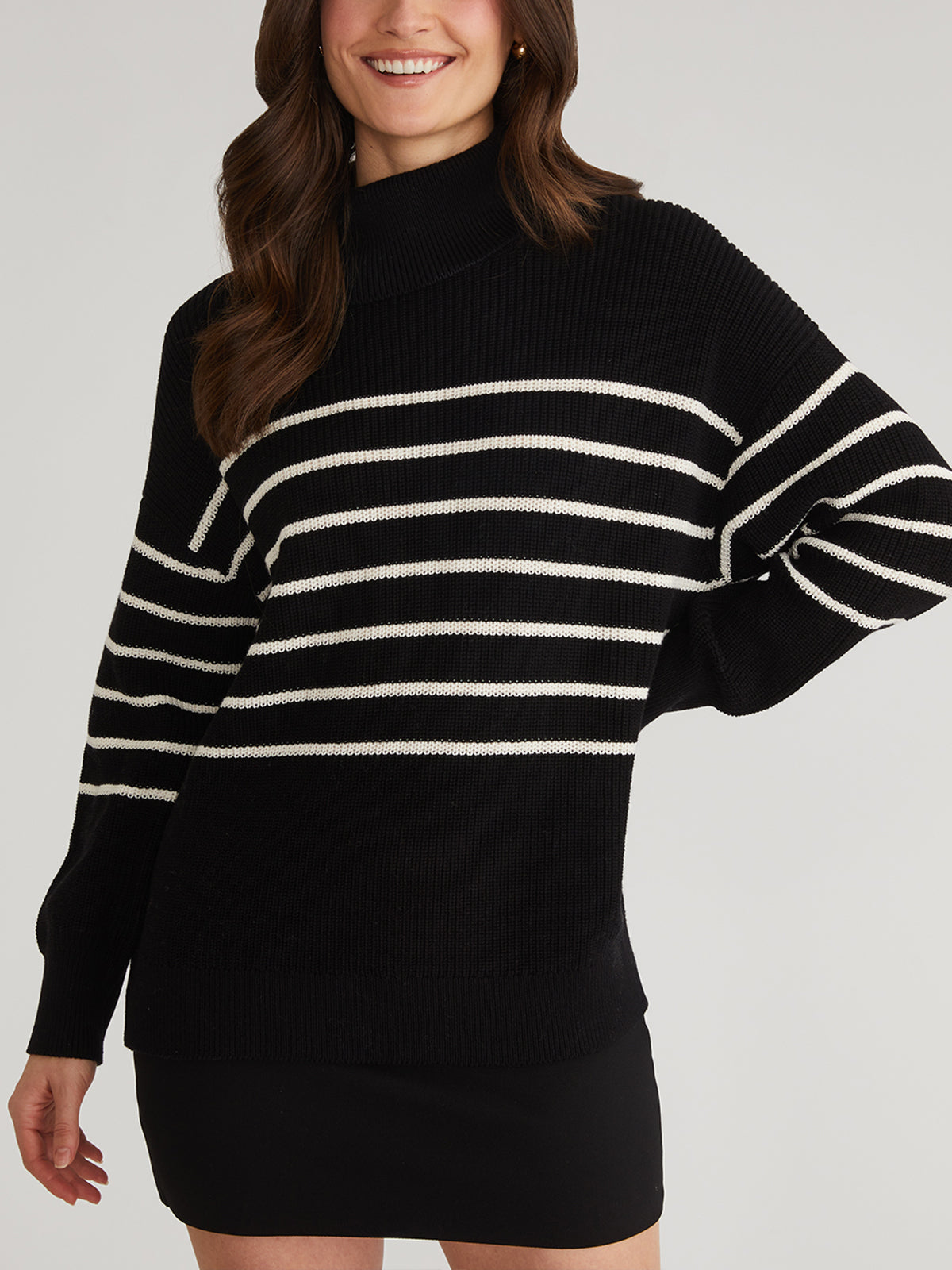 Elise Oversized Striped Turtleneck Sweater for Women | Cozy Winter Pullover | Perfect for Office, Date Night & Casual Outings