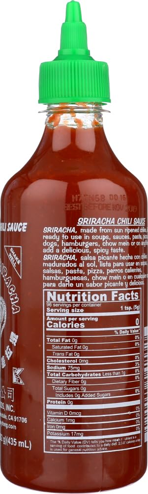 6 Bottles Huy Fong Sriracha Hot Chili Sauce 17oz - Spicy Flavor Enhancer for Asian Dishes, Burgers, Tacos & More