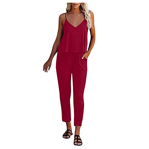 Gibobby Women's Sexy Summer 2022 Sleeveless Scoop Neck Button Tank Jumpsuit Romper - Casual Outfit for Beach, Party & Vacation