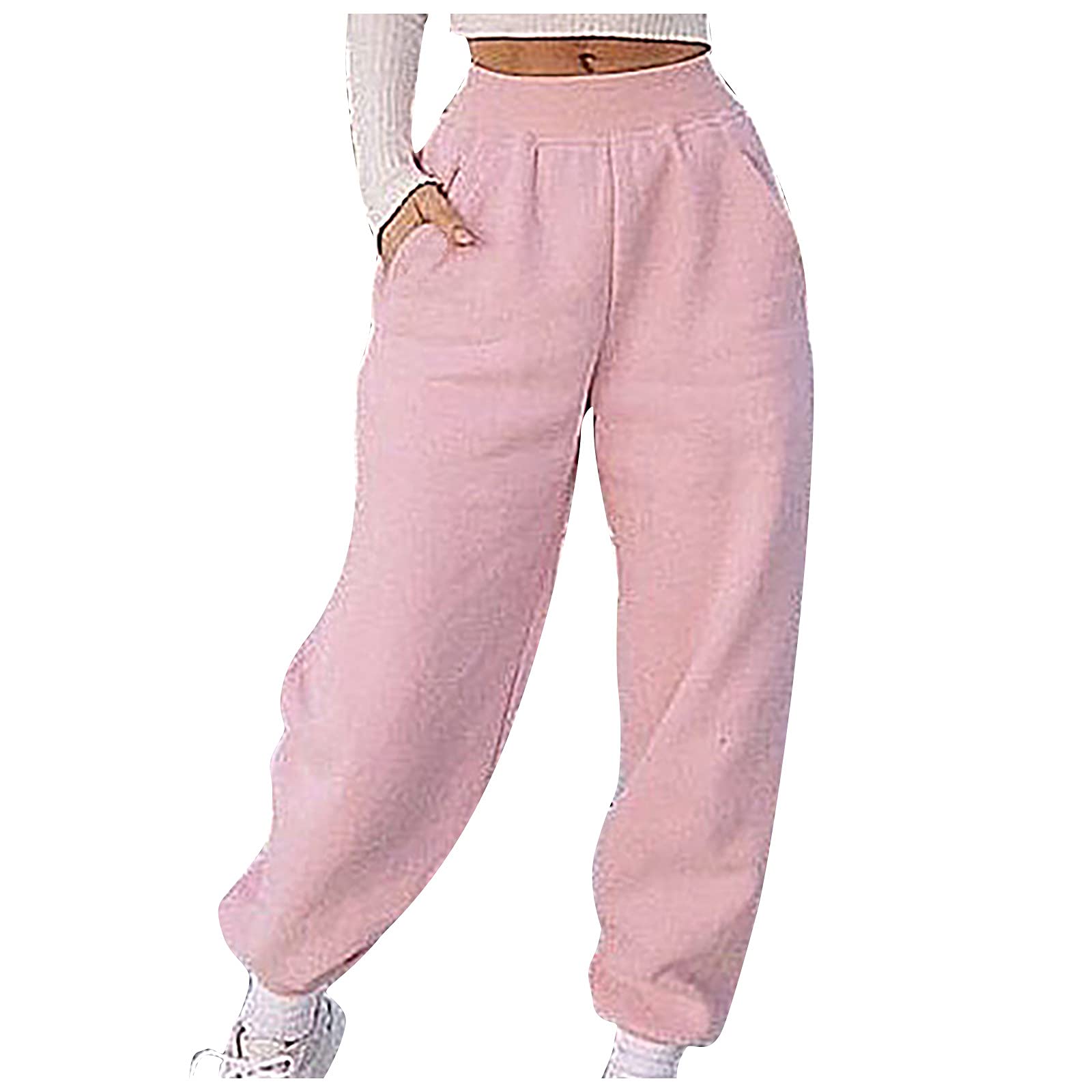 Women's High Waist Fleece Lined Sweatpants - Winter Warm Tapered Yoga Pants with Cinch Ankles for Workout, Lounge & Casual Wear - Cozy Joggers & Pajama Pants for Home, Gym & Outdoor Activities