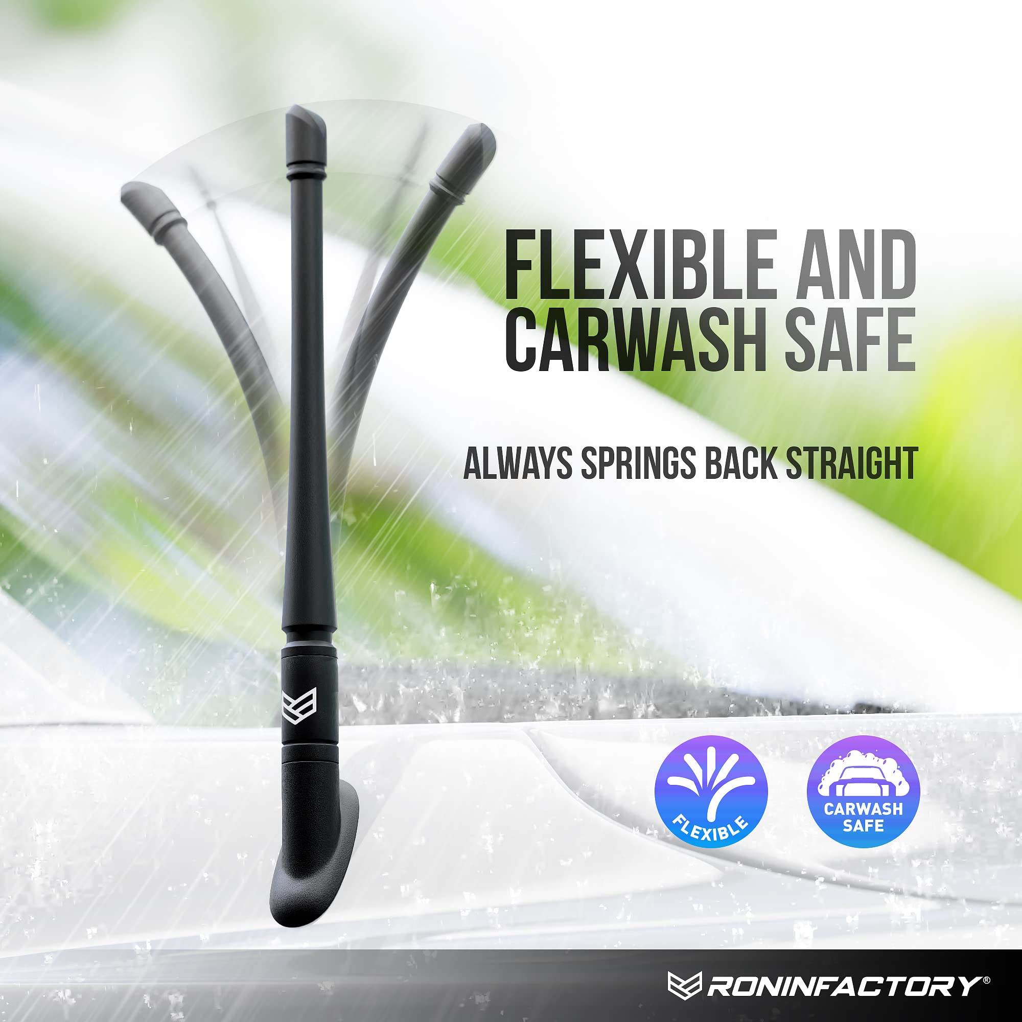 Ronin Factory 8 Inch TuffLock Short Replacement Antenna for Jeep Wrangler JK JL & Gladiator (2007-2023) - Anti-Theft Design, Carwash Safe - Perfect for Off-Roading, Daily Commuting & Car Shows