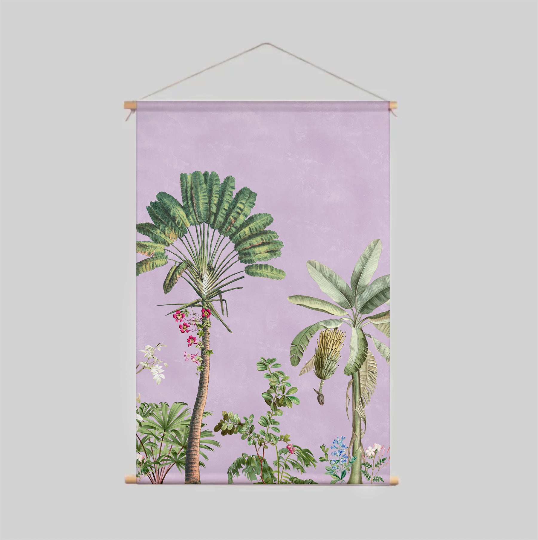 Vibrant Exotic Lilac Textile Poster - Tropical Floral Wall Art for Home Decor, Living Room, Bedroom & Office