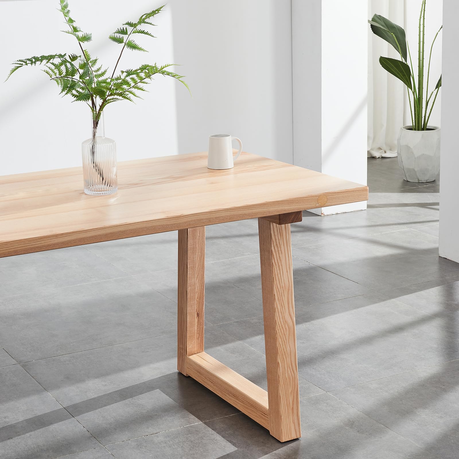 6-8 Person 6FT Rectangular Ash Wood Dining Table - Modern Kitchen & Conference Desk for Home & Office - Perfect for Family Meals, Dinner Parties & Professional Meetings