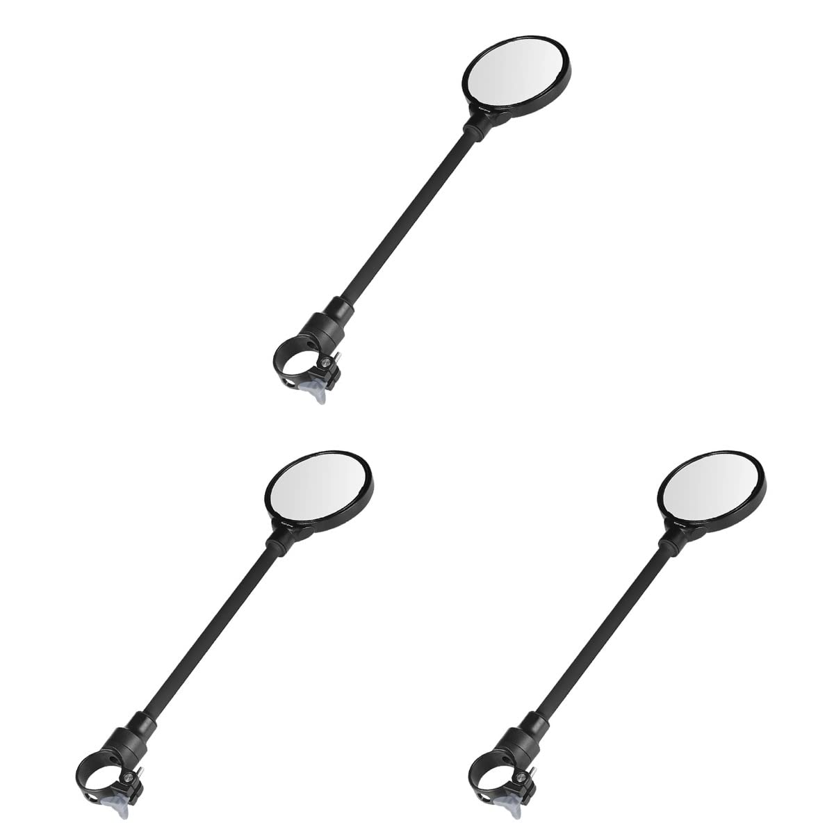 PRETYZOOM 3-Pack High-Quality Bike Handlebar Rearview Mirror - Flexible & Adjustable MTB Bicycle Safety Mirror (Black) - Perfect for Mountain Biking, Commuting & Road Cycling Safety