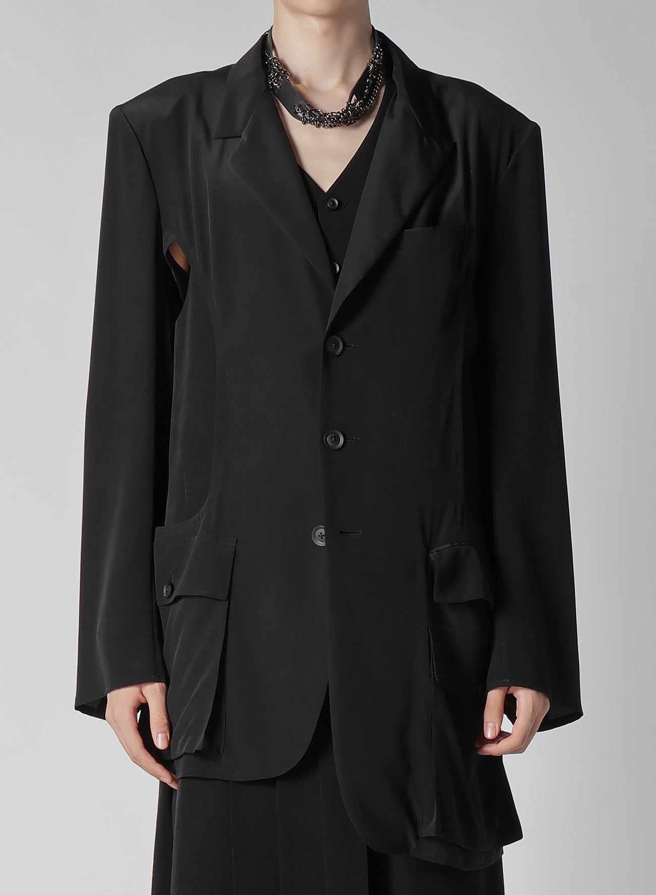 16M Crepe de Chine Side Opened Jacket - Elegant Women's Blazer for Office, Party & Evening Wear | Lightweight & Comfortable