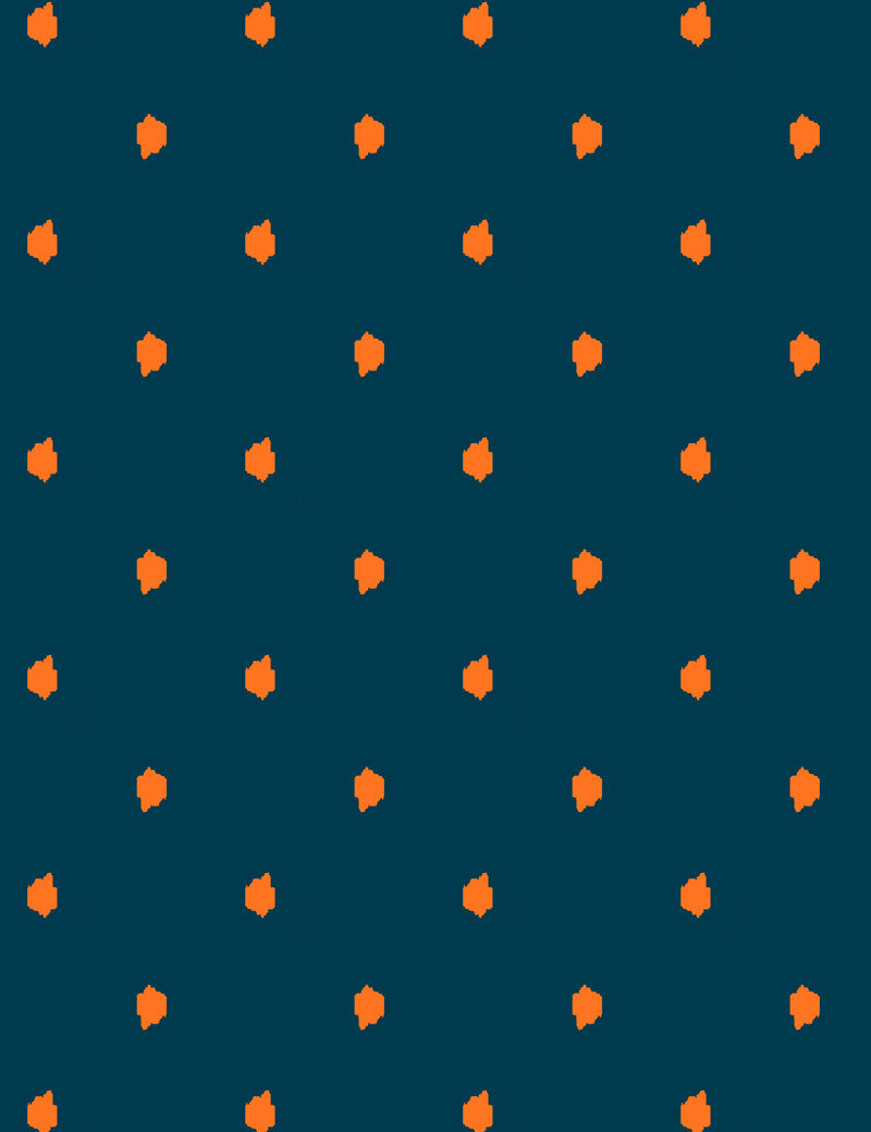 Medina Dot Wallpaper by Wallshoppe - Kumquat & Indigo Geometric Peel & Stick Wallpaper - Perfect for Nursery, Bedroom, or Home Office Decor