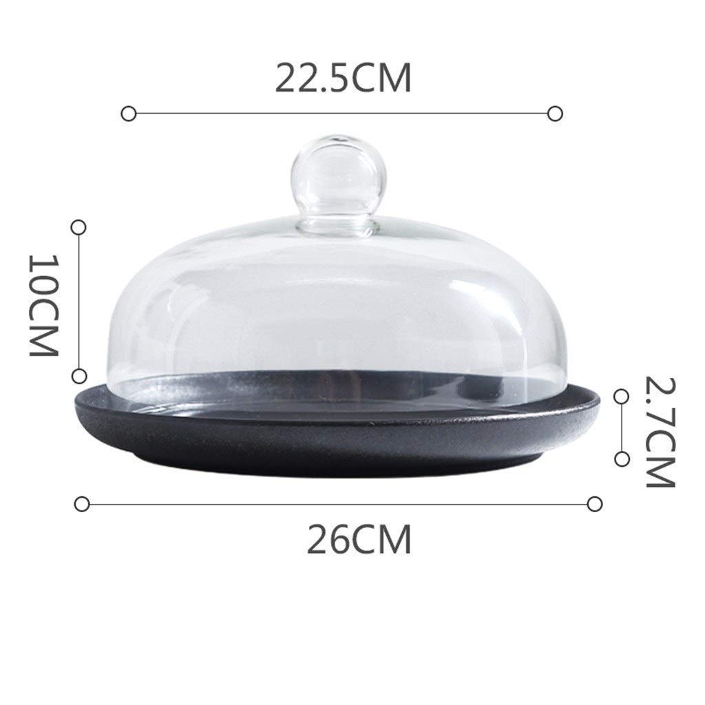 10-Inch Black Ceramic Cake Dome Stand - Elegant Display Cover for Cakes, Desserts, Fruits & Snacks in Restaurants, Hotels & Home Baking