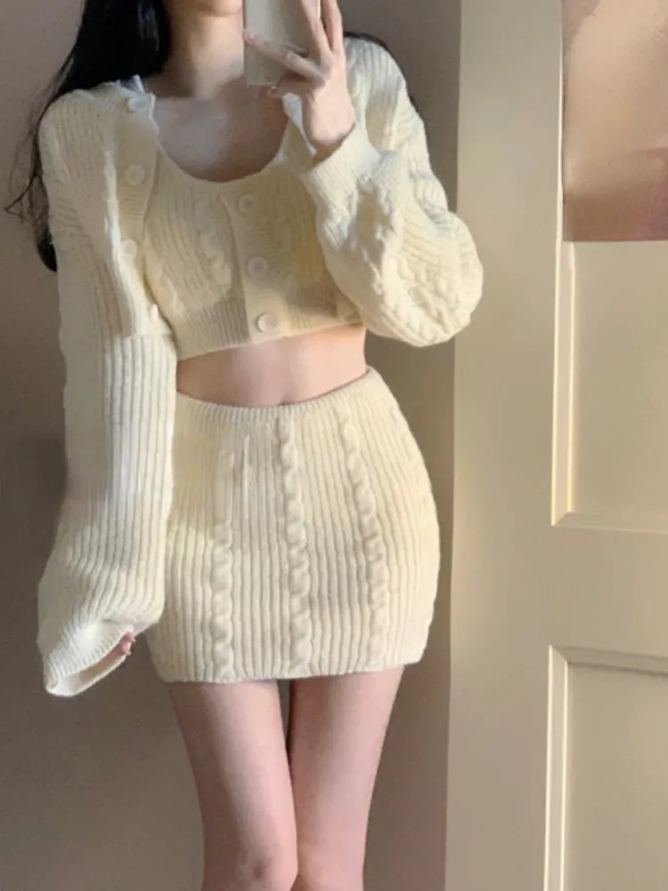 2024 Autumn Women's 3-Piece Outfit Set - Sweet Office Blouse + Slim Sexy Vest + Party Mini Skirt | Korean Fashion Chic | Workwear & Casual Wear & Night Out