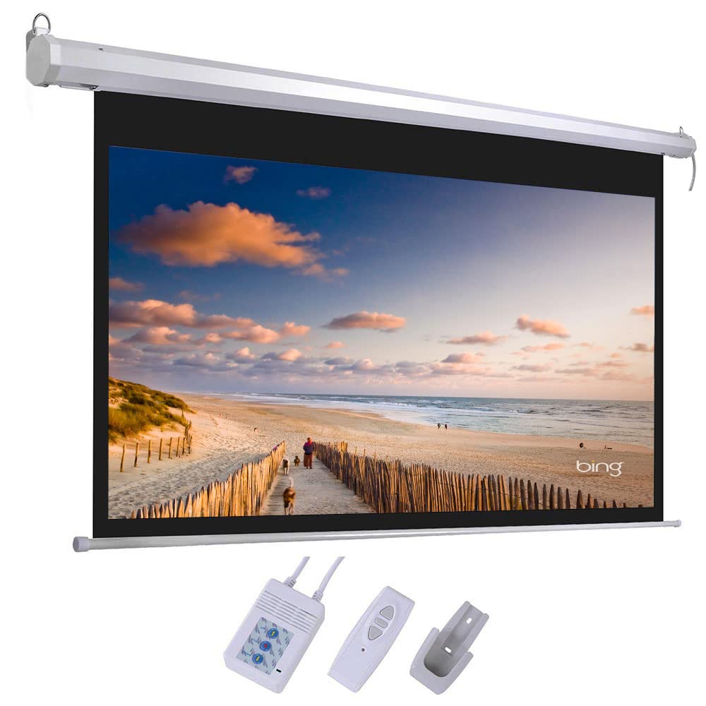92-Inch Motorized Projector Screen with Remote Control - Dual Mounting (Wall/Ceiling) 160° Viewing Angle - 80