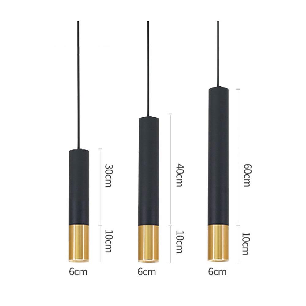3 Pack 7W Modern LED Pendant Light Fixture - Black Cylinder Long Tube Hanging Ceiling Lamp, 6000K Daylight - Perfect for Kitchen Island, Dining Room, Living Room, Counter & Shop Decor Lighting